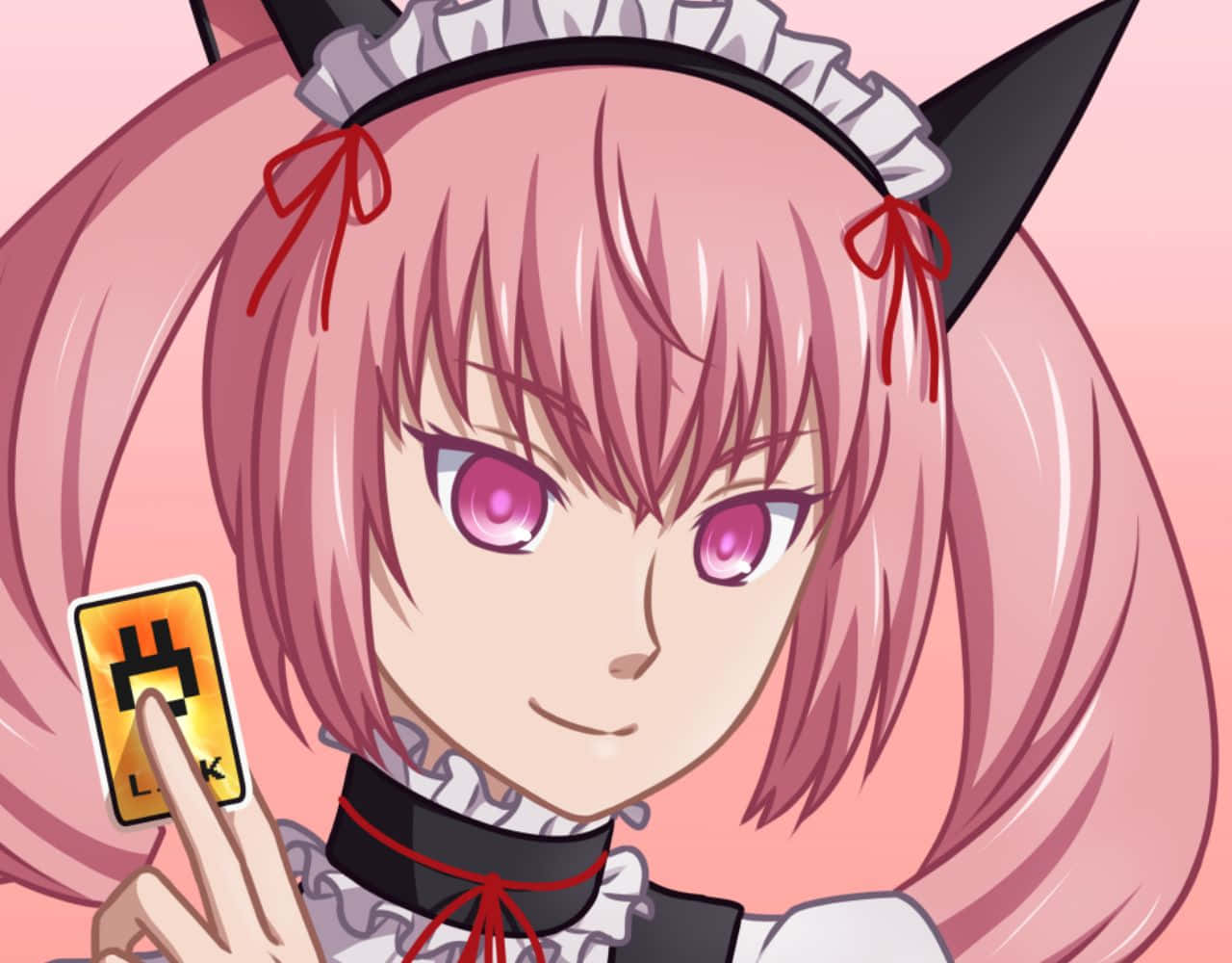Rumiho Akiha, pink-haired anime girl, maid outfit, HD Desktop Wallpaper