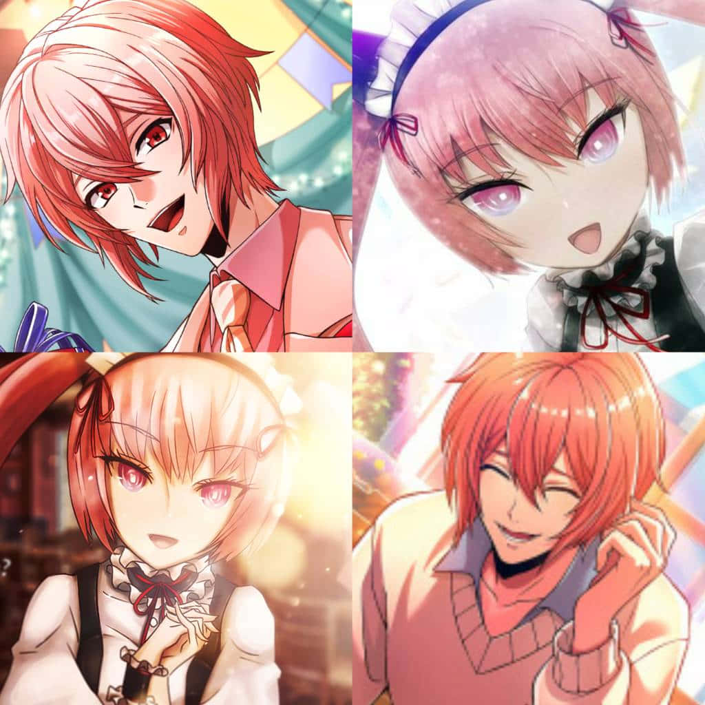 Rumiho Akiha, red hair, pink eyes, SD Desktop Wallpaper