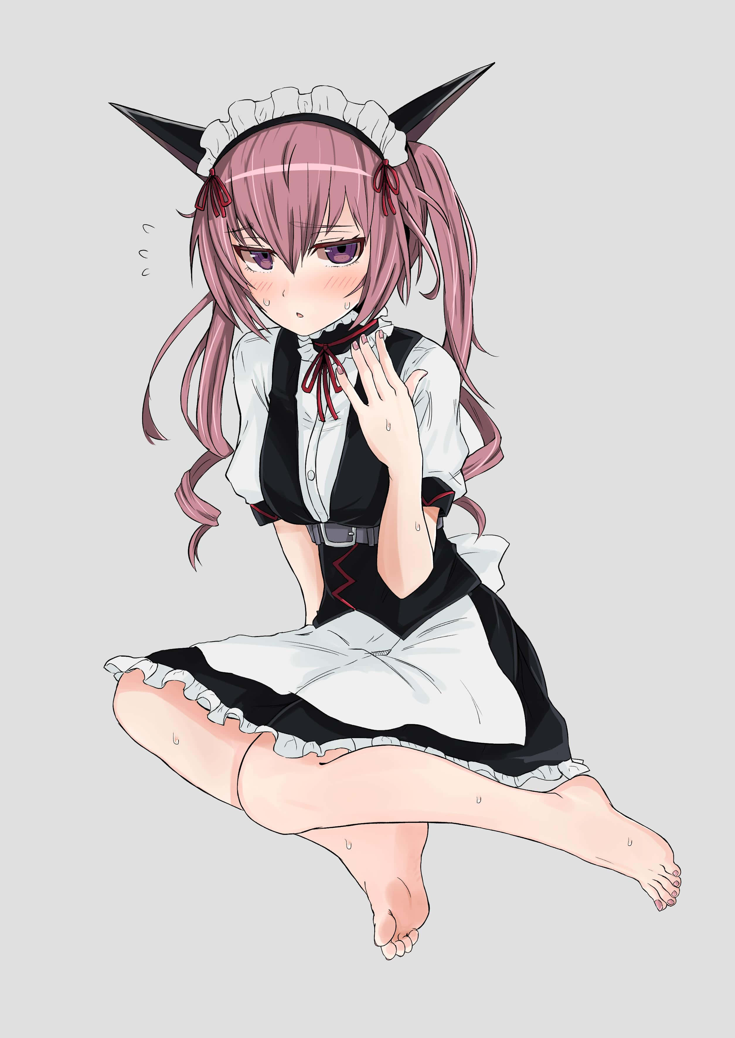 Rumiho Akiha, pink-haired, black cat ears, 2K Phone Wallpaper