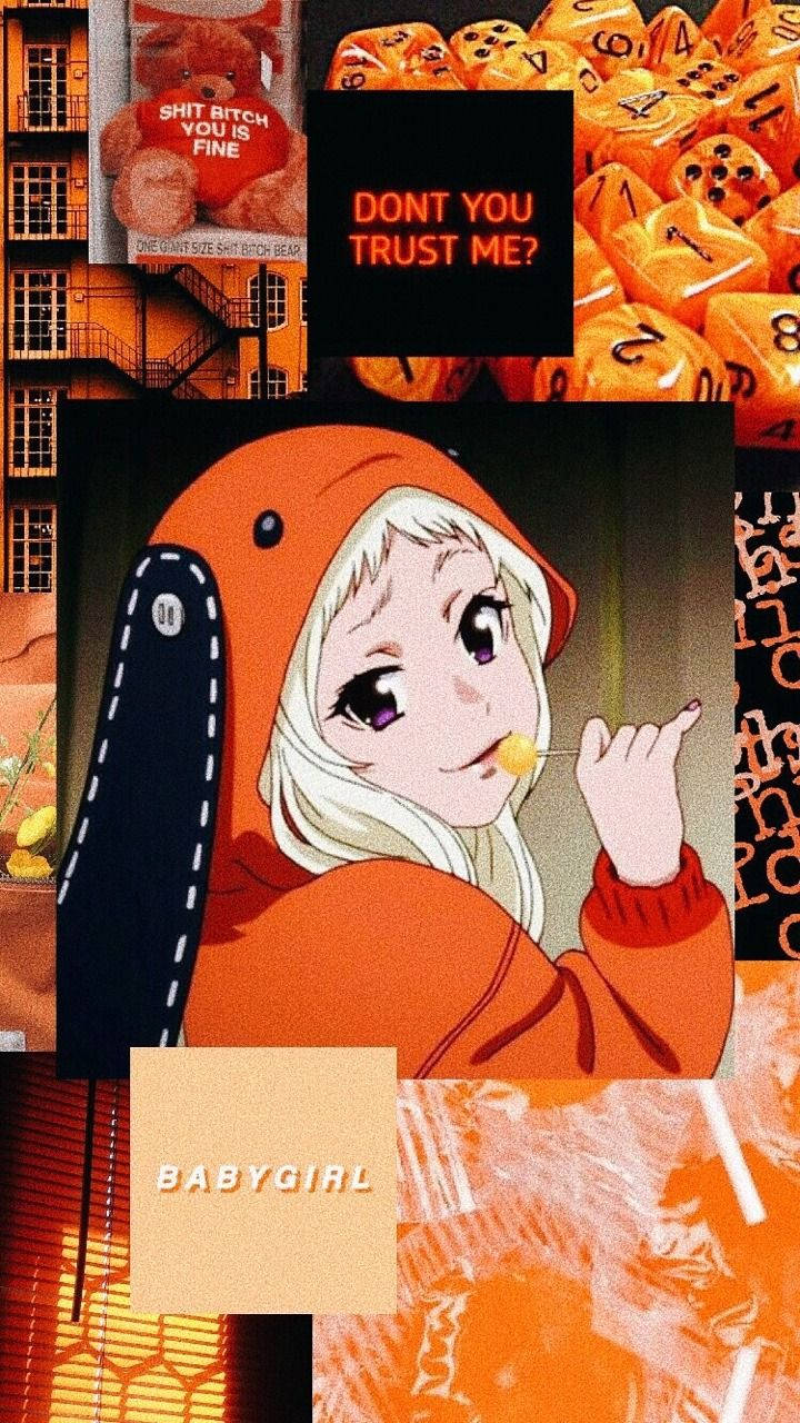Runa Yomozuki, orange rabbit kigurumi, hoodie, HD Phone Wallpaper