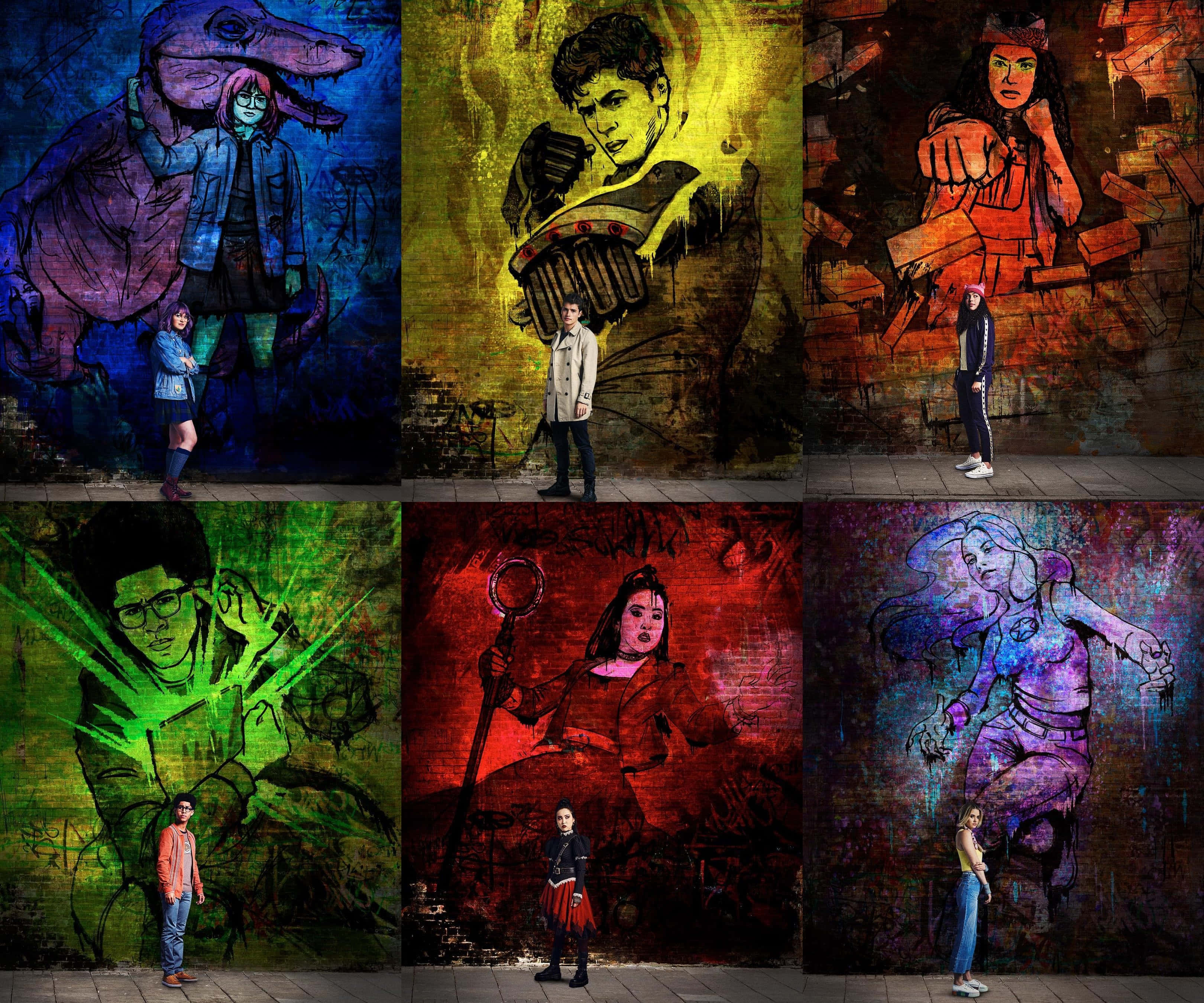 Runaways, graffiti murals, fantastical characters, 2K Desktop Wallpaper