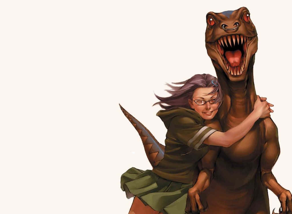 Runaways, glasses, roaring brown dinosaur, SD Desktop Wallpaper