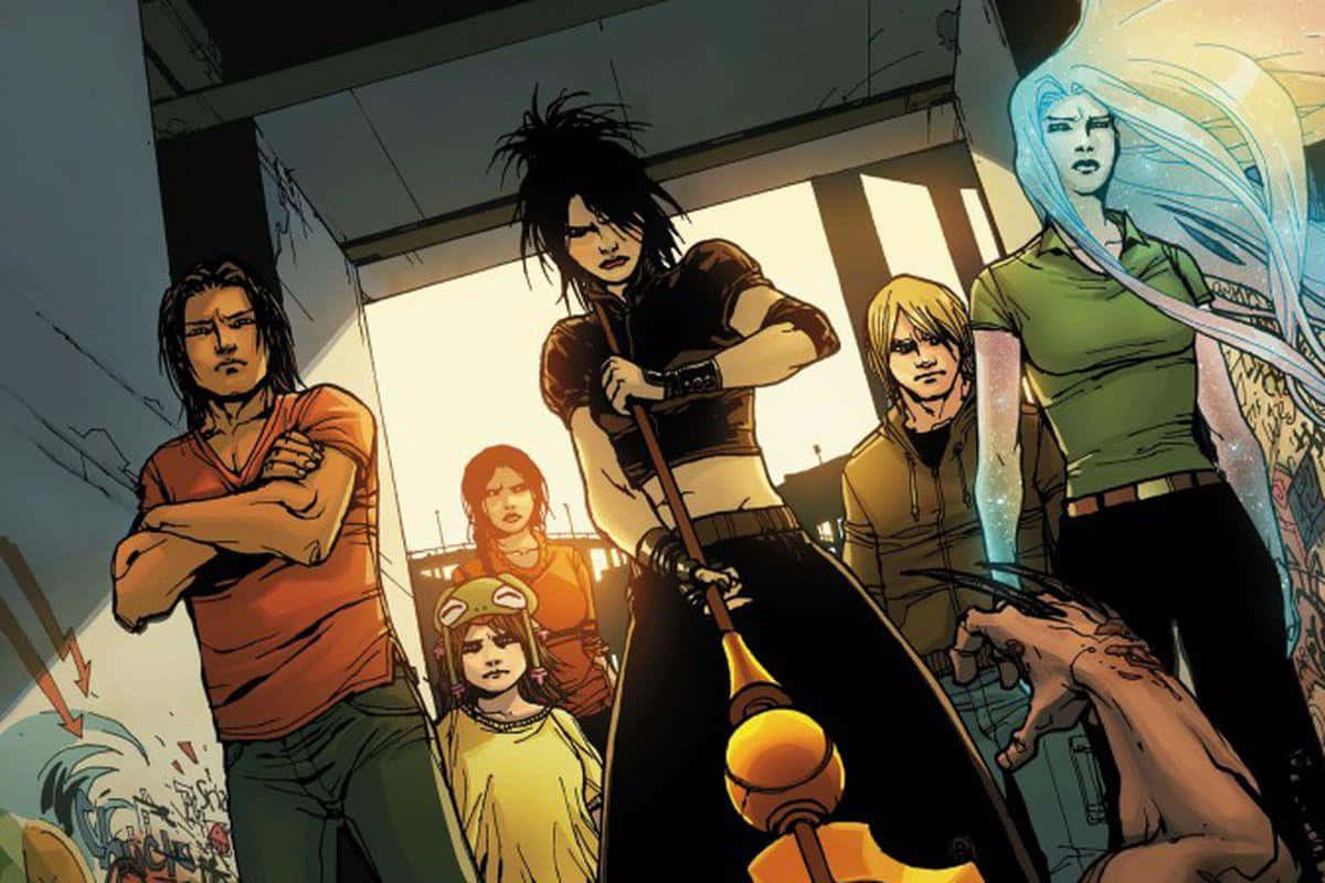 Runaways, comic book characters, urban alley, SD Desktop Wallpaper