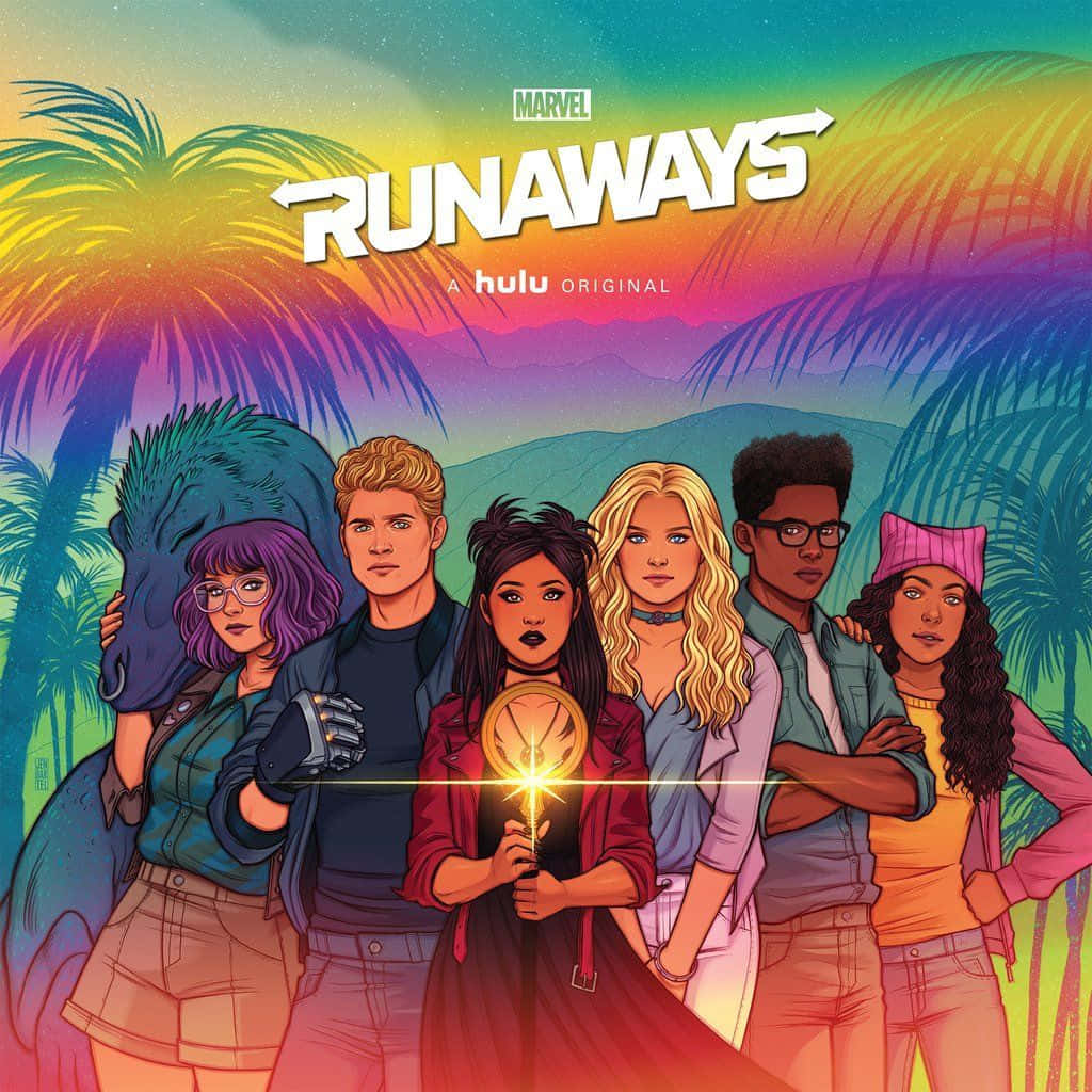 Runaways, tropical sunset, palm trees, SD Desktop Wallpaper