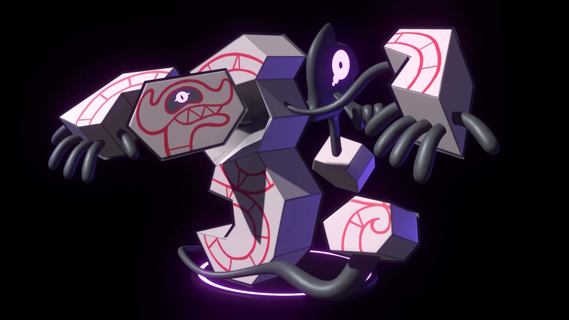 Runerigus, glowing purple eyes, red tribal markings, Full HD Desktop Wallpaper