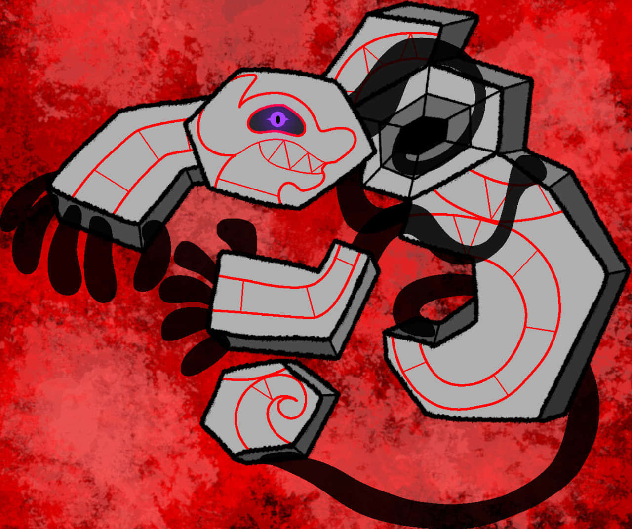 Runerigus, purple eye, red outlines, HD Desktop Wallpaper