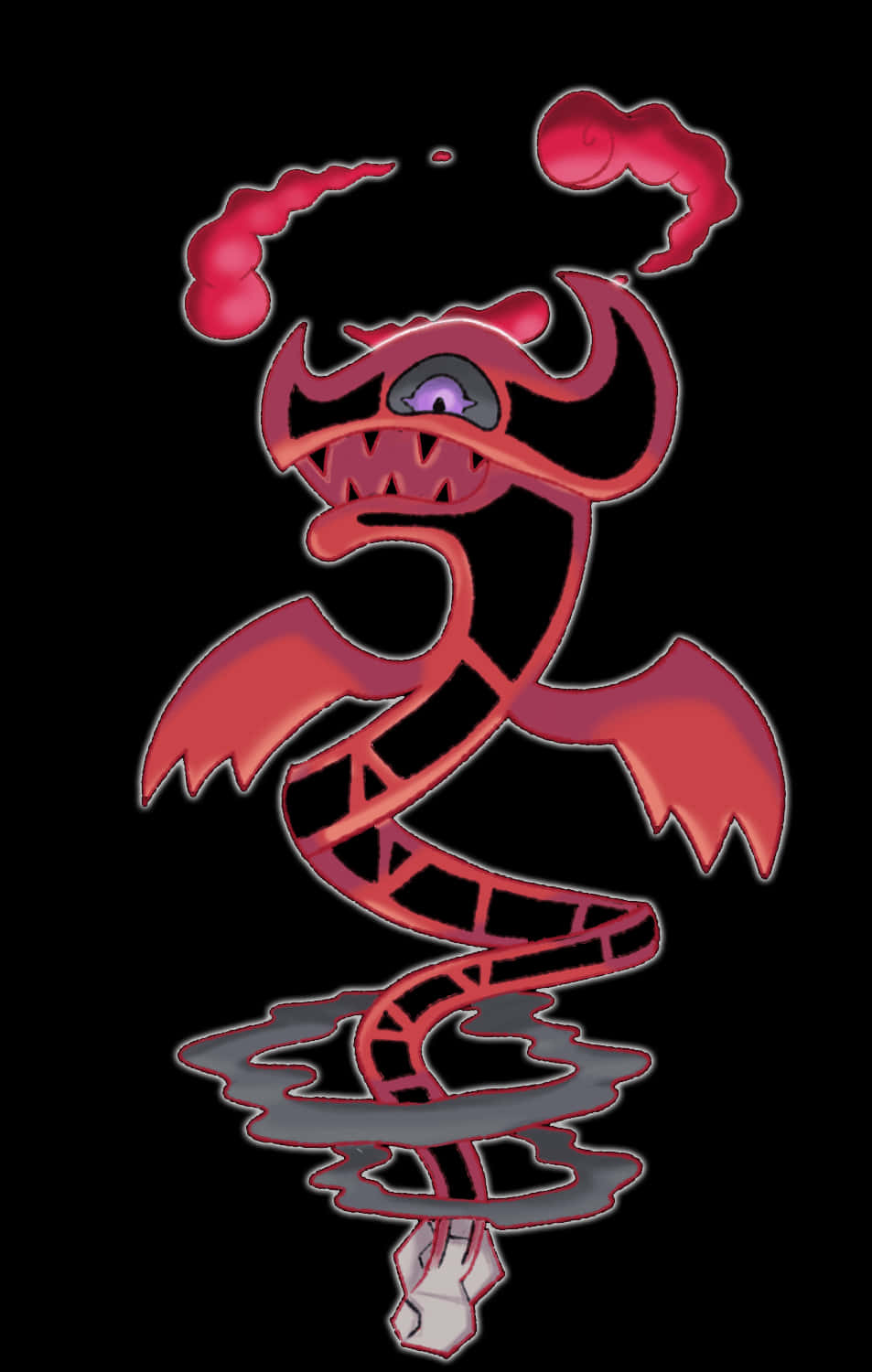 Runerigus, red demonic serpent, glowing purple eye, HD Phone Wallpaper