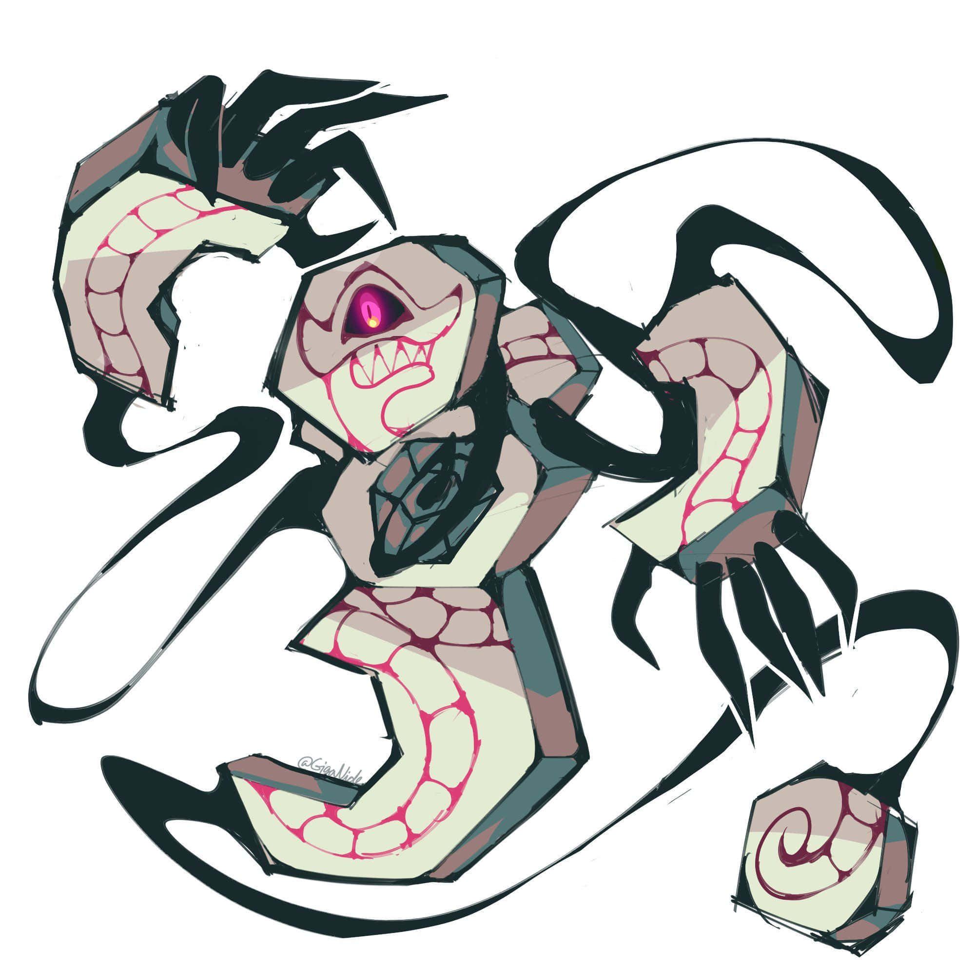 Runerigus, glowing pink eyes, jagged black limbs, Full HD Desktop Wallpaper