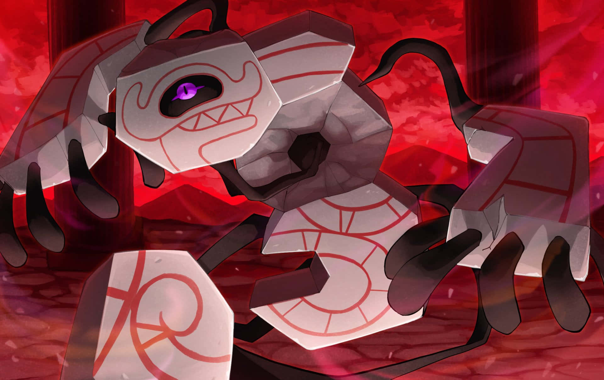 Runerigus, purple eye, red markings, Full HD Desktop Wallpaper