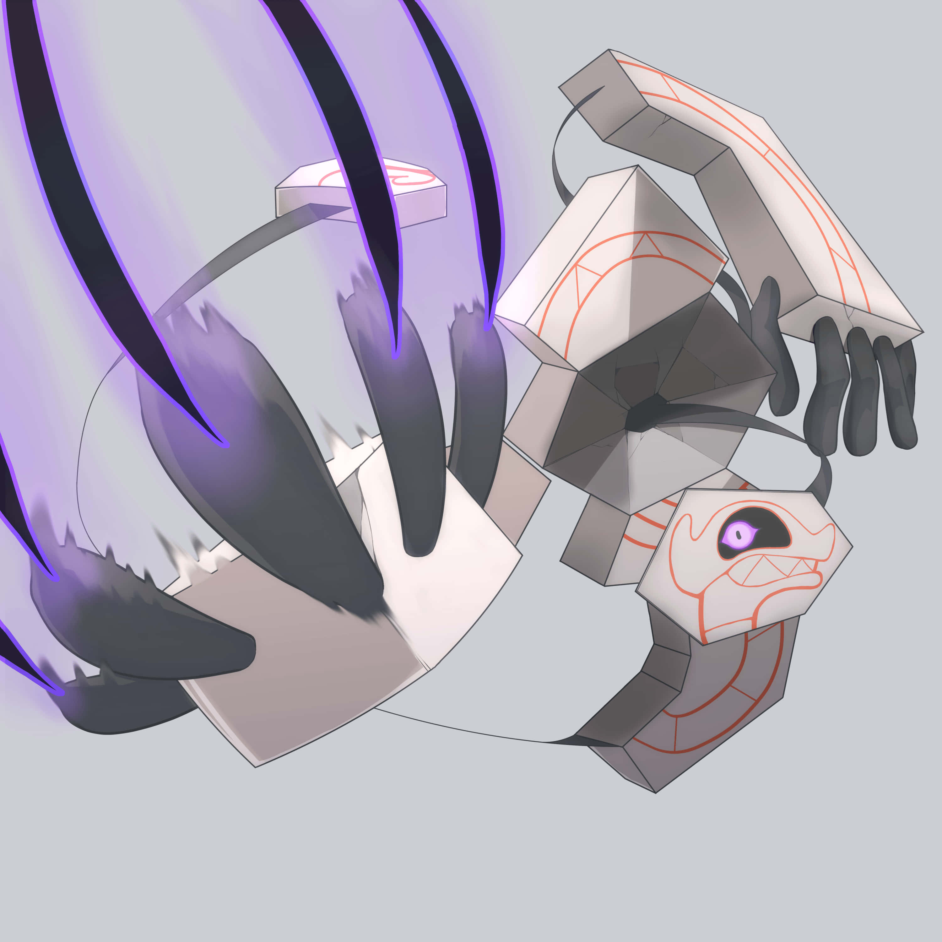 Runerigus, purple glowing claws, orange circuit lines, 2K Desktop Wallpaper