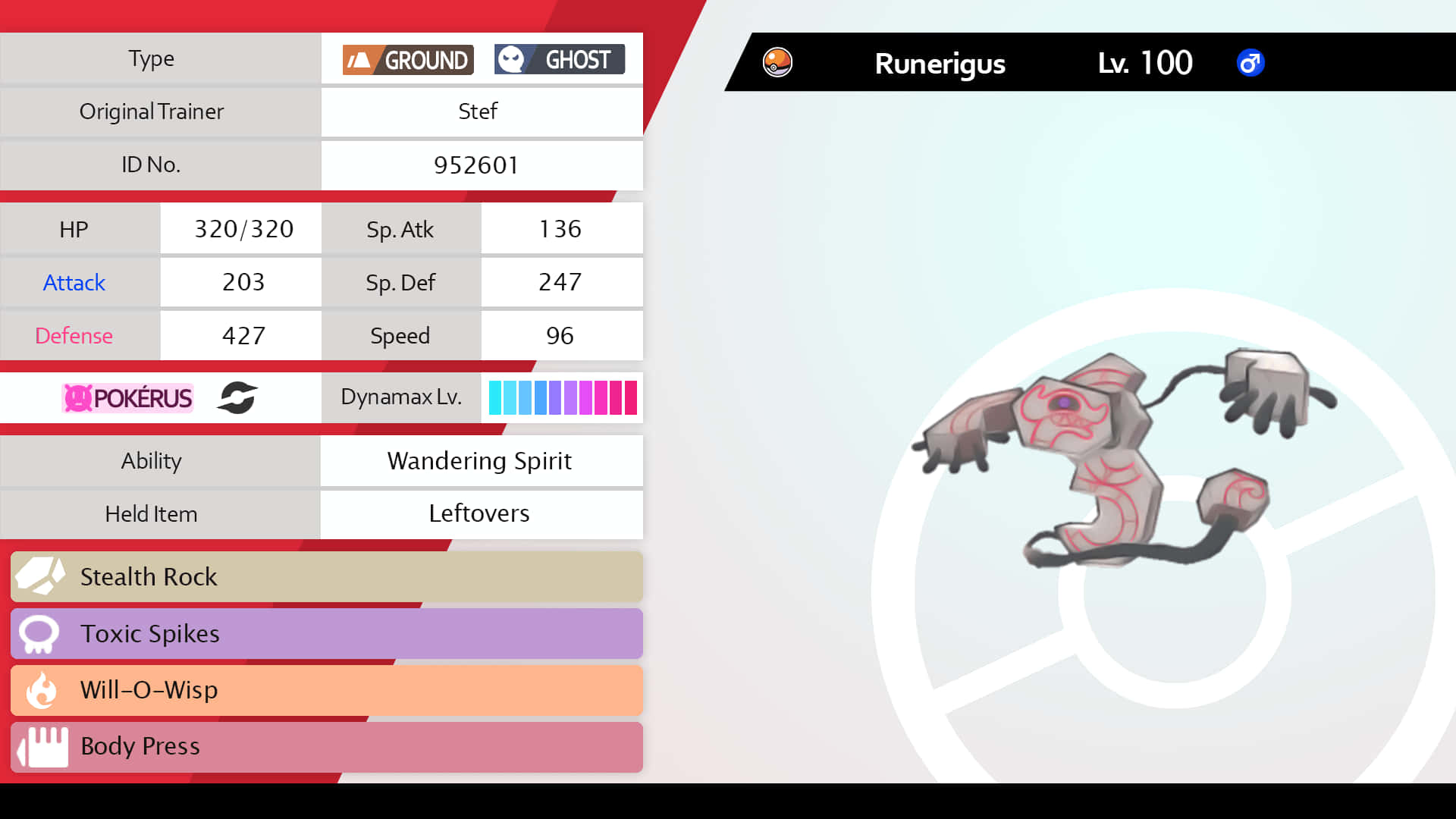 Runerigus, level 100, stats and moveset details, Full HD Desktop Wallpaper