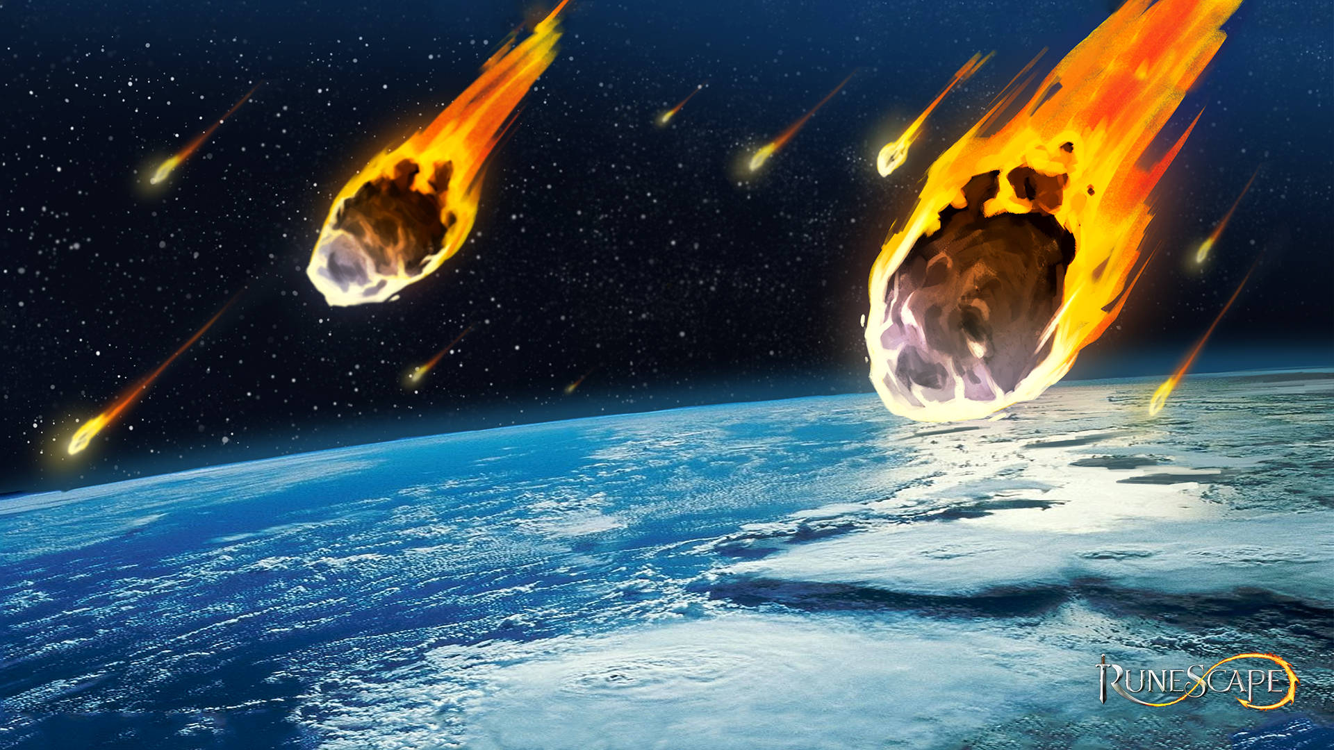 Runescape, meteorite storm, fiery meteors, Full HD Desktop Wallpaper