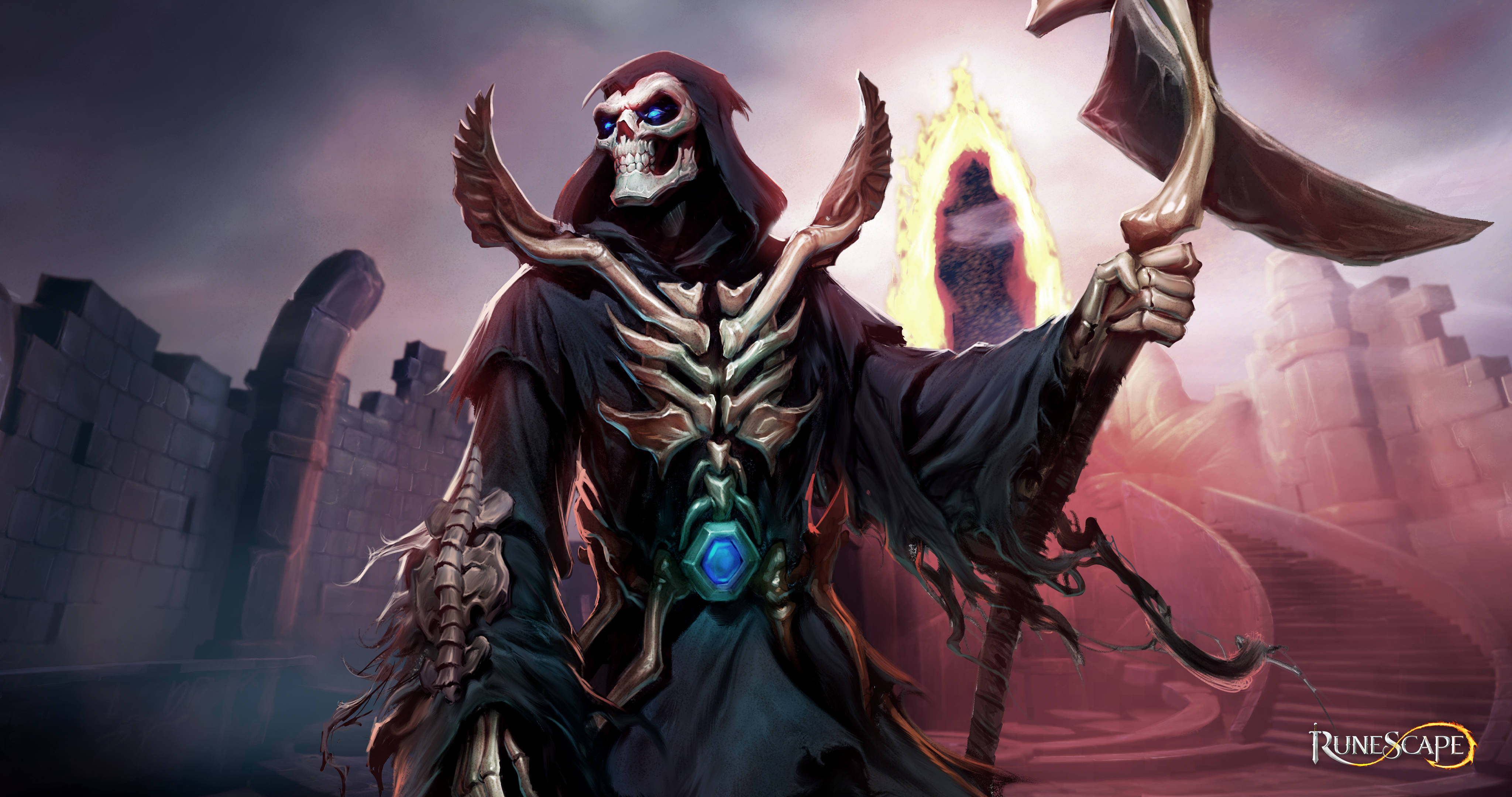 Runescape, skeletal warrior, dark robes, 4K Desktop Wallpaper