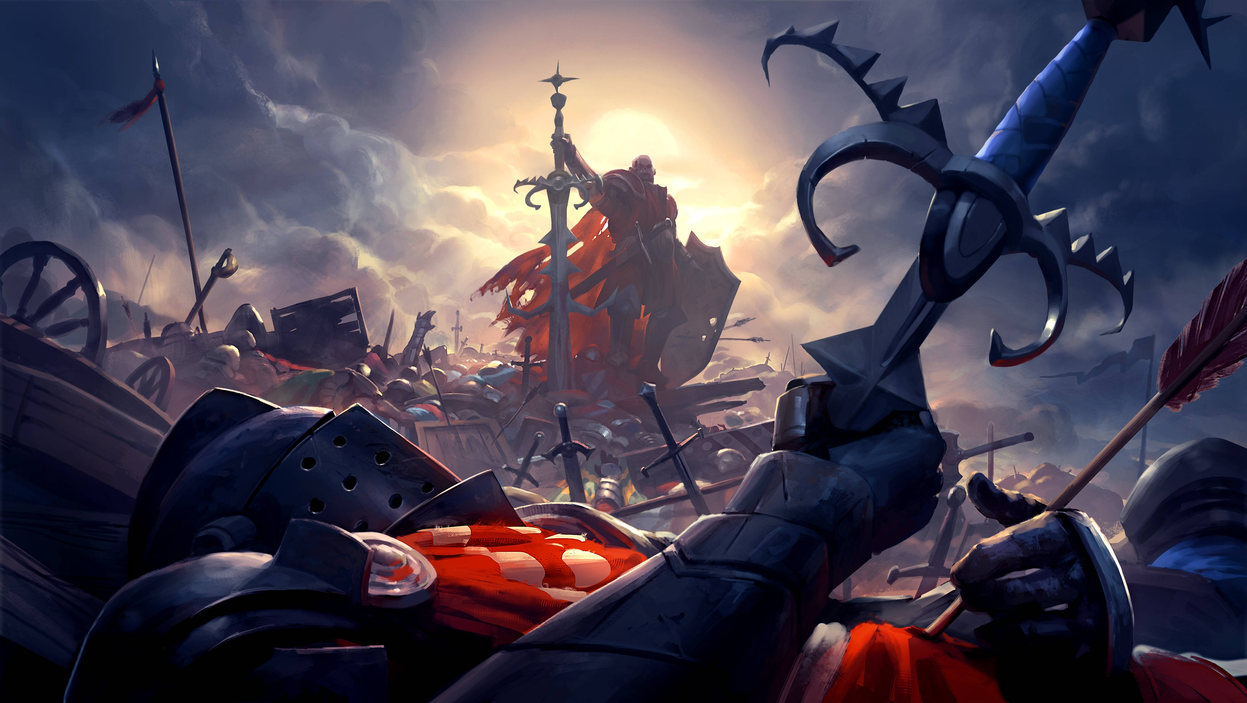Runescape, knight, red armor, 4K Desktop Wallpaper