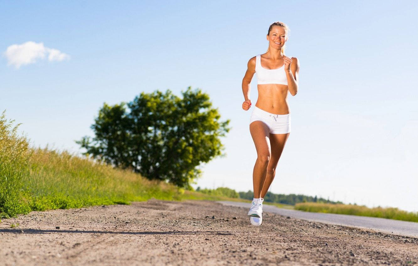 Runner, white athletic wear, sunlit dirt road, HD Desktop Wallpaper