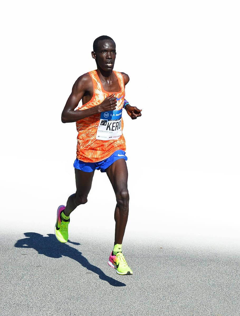 runner, marathon, orange and blue gear, SD Phone Wallpaper