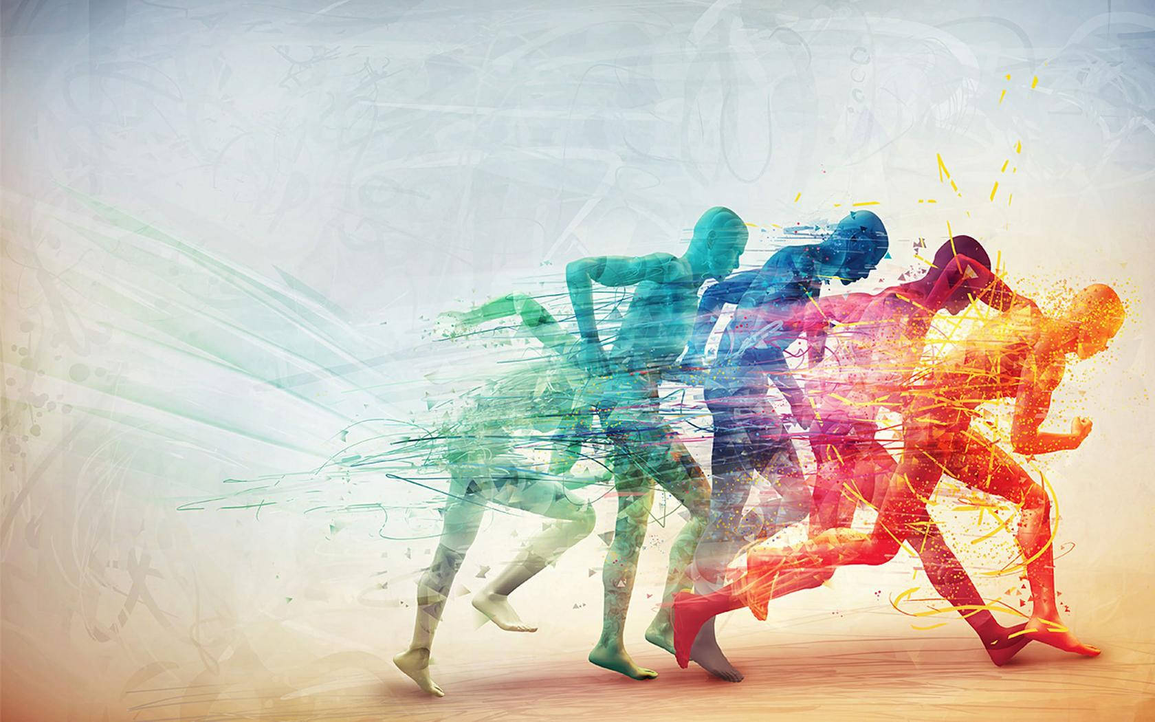 Running, physical therapy, colorful digital art, HD Desktop Wallpaper