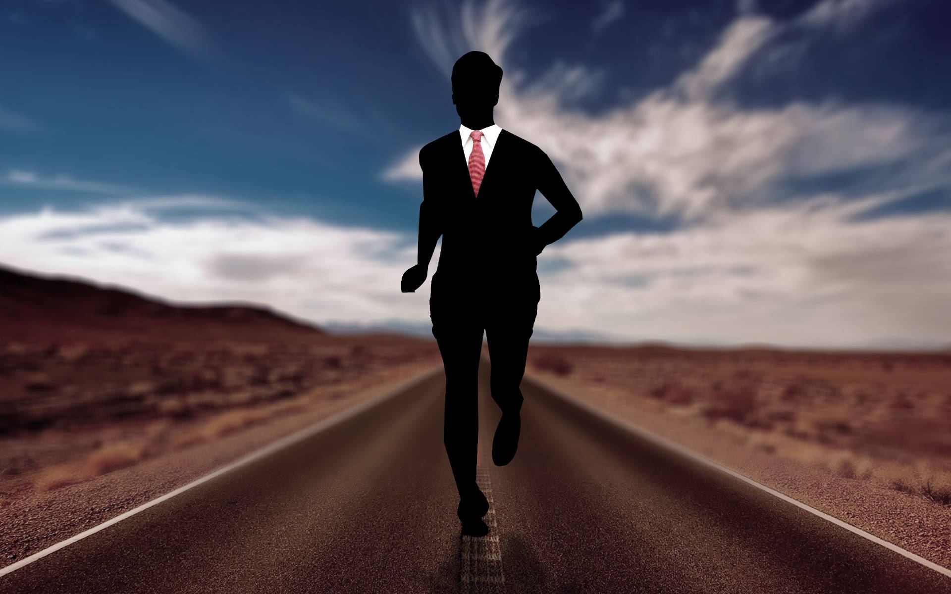 Digital Man, desert highway, silhouette, Full HD Desktop Wallpaper