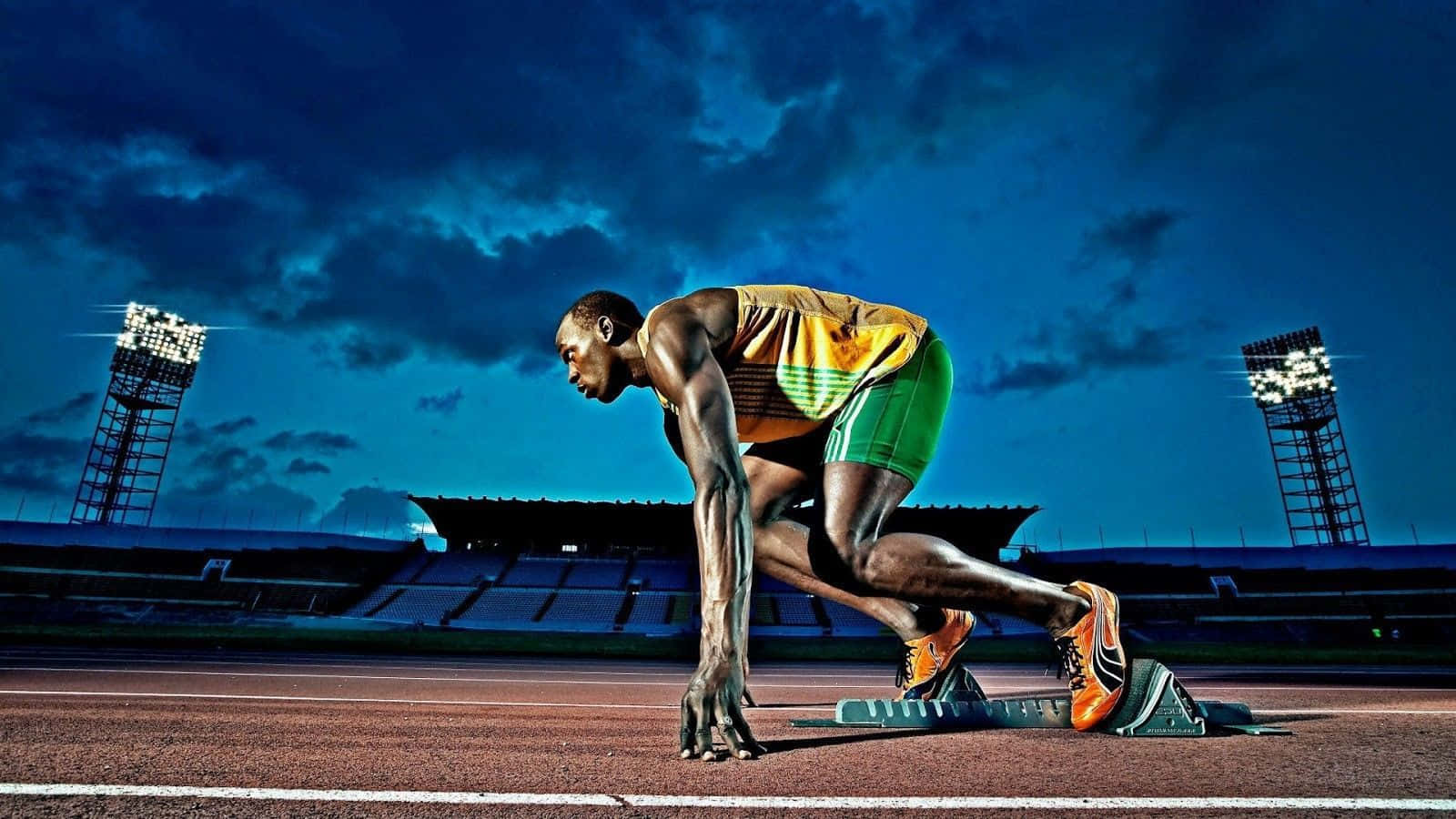athlete, starting blocks, track, HD Desktop Wallpaper