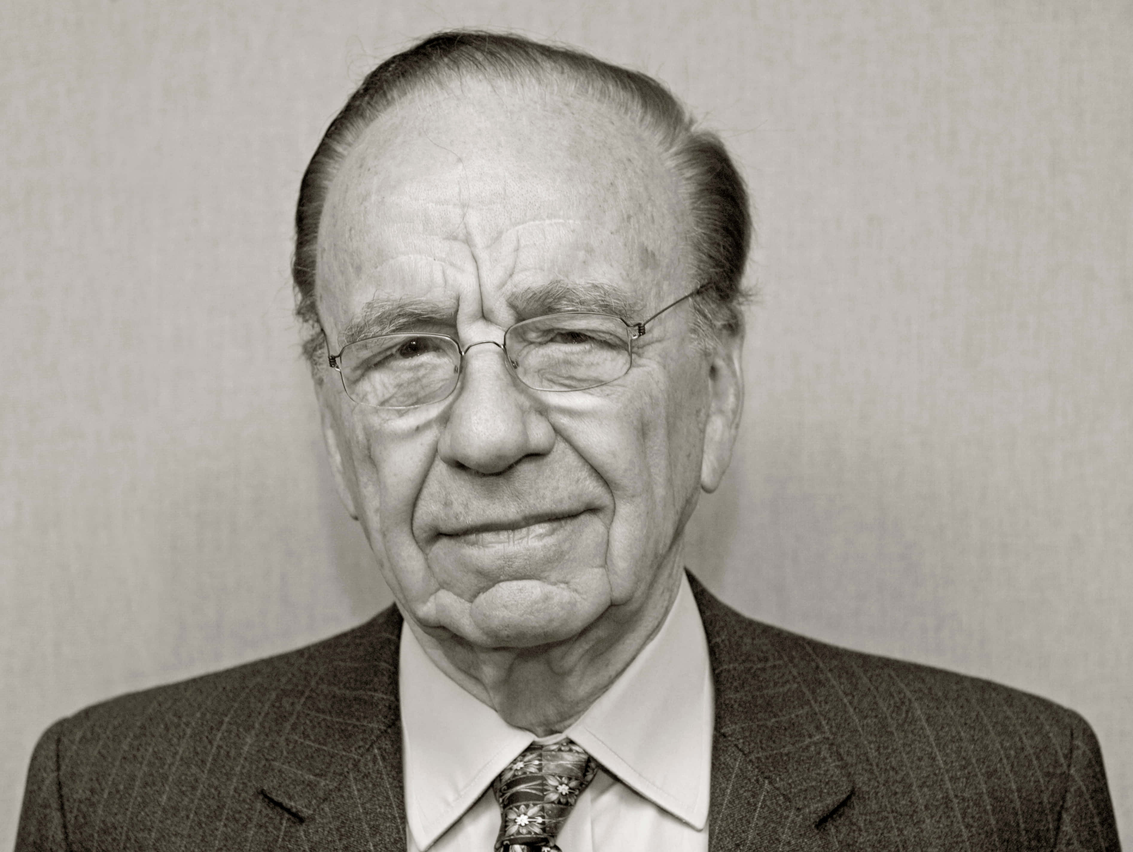 Rupert Murdoch, black and white portrait, elderly man, 2K Desktop Wallpaper
