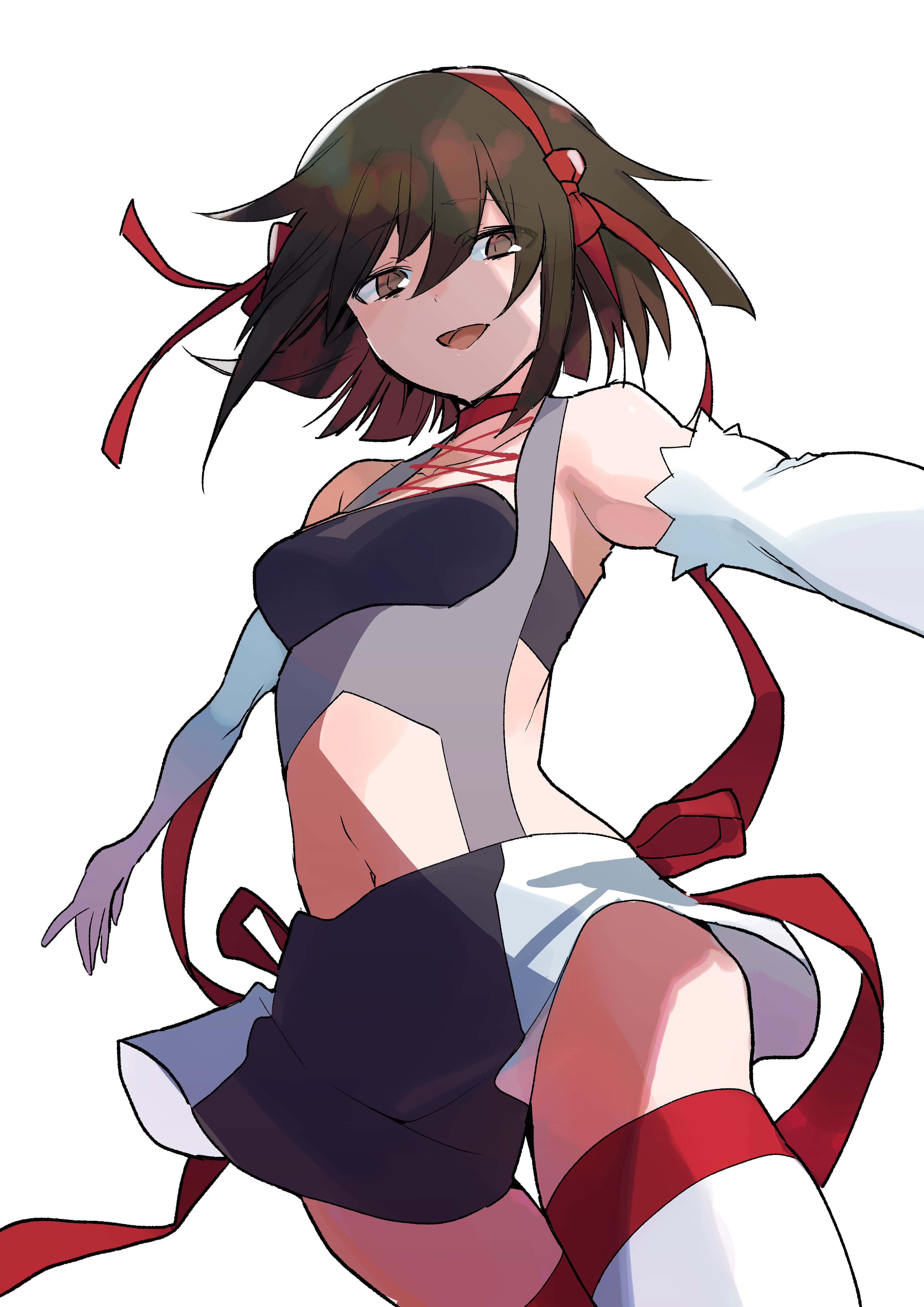 Ruri Hijiribe, brown hair, red ribbons, 4K Phone Wallpaper