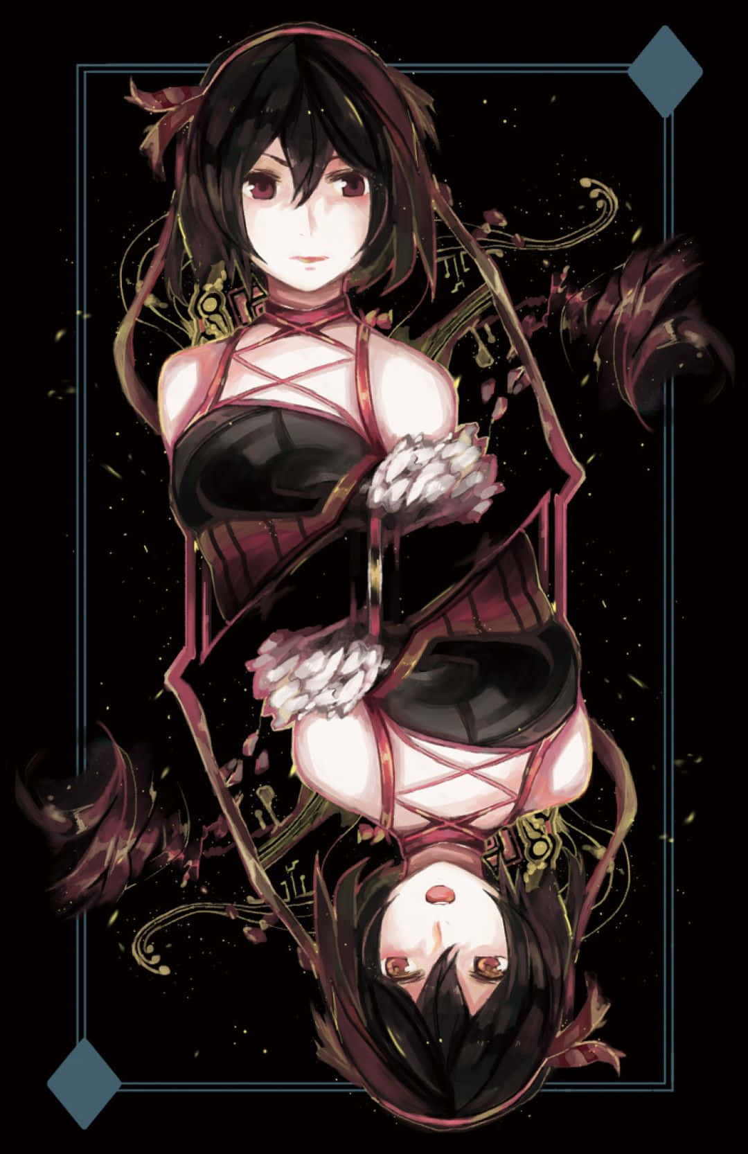 Ruri Hijiribe, dark hair, red bindings, HD Phone Wallpaper