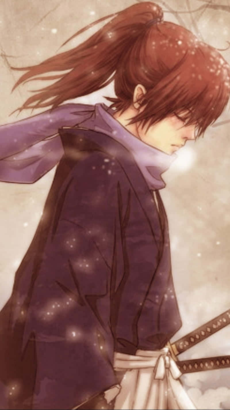 Rurouni Kenshin, red hair, purple robe, HD Phone Wallpaper