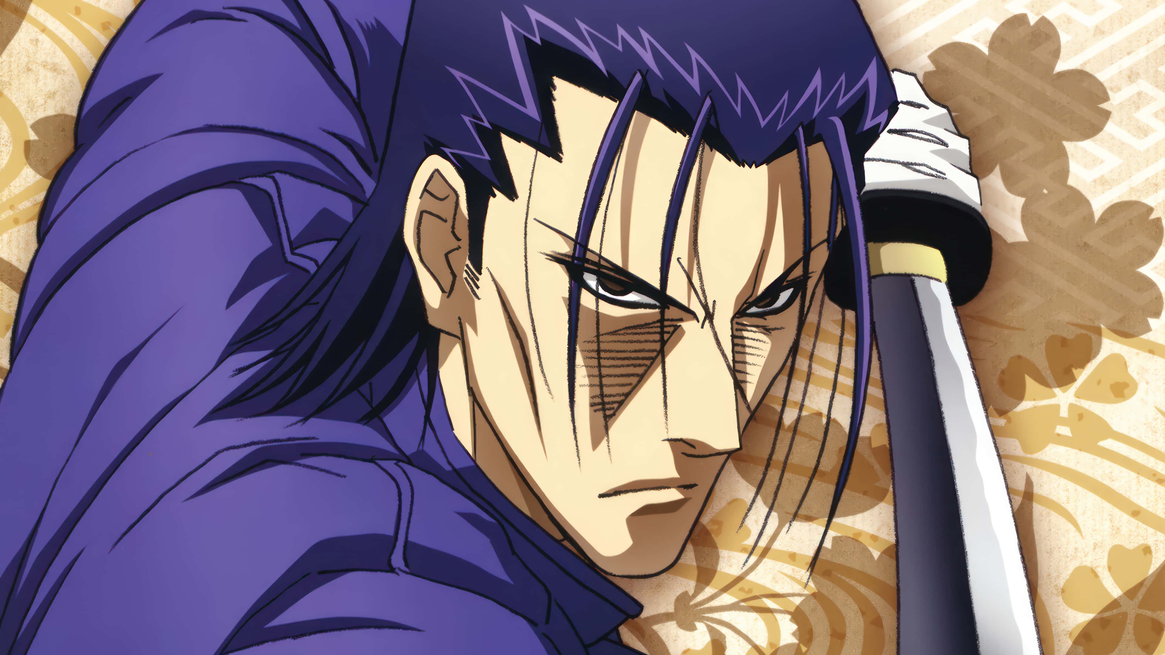 Rurouni Kenshin, Saito Hajime, purple hair, 4K Desktop Wallpaper