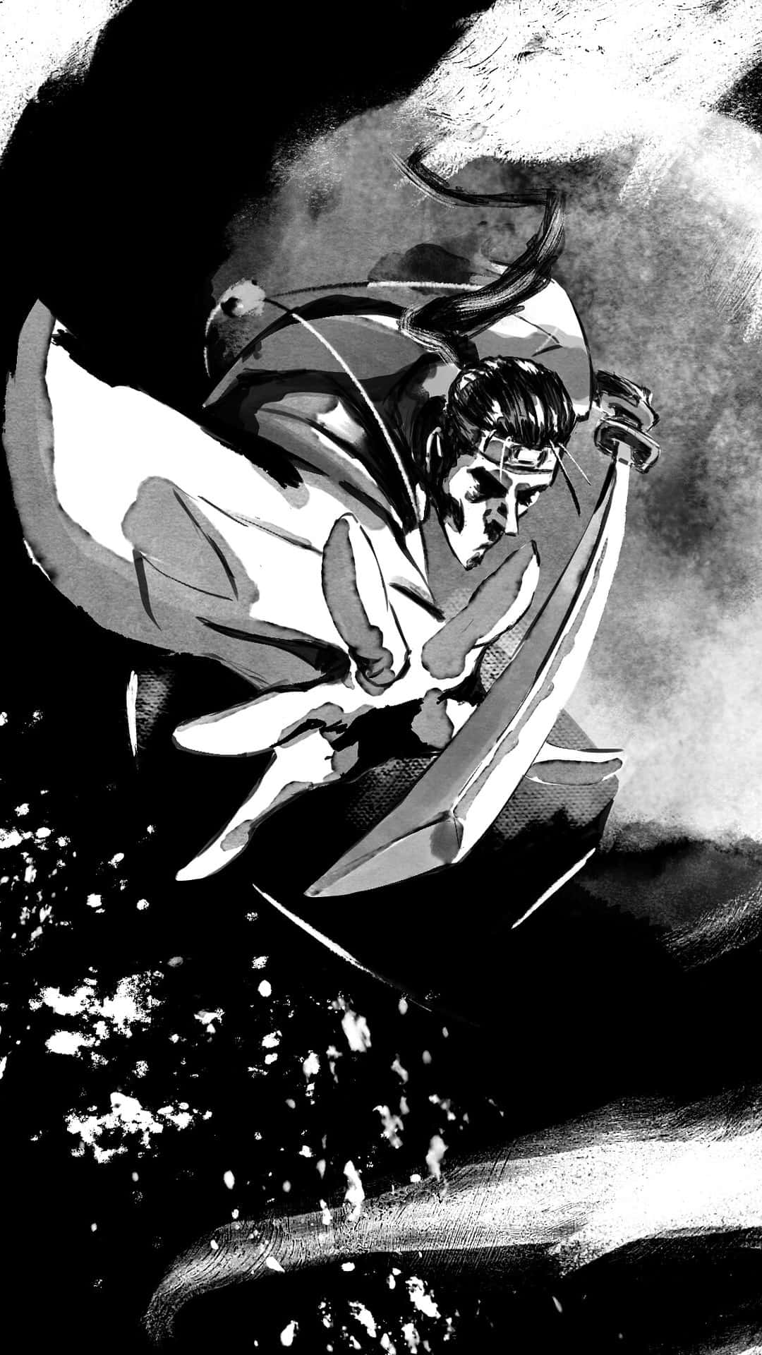 Saito Hajime, battle stance, manga art, Full HD Phone Wallpaper
