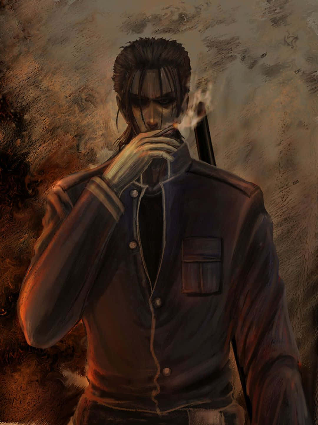 Saito Hajime, dark jacket, cigarette, HD Phone Wallpaper