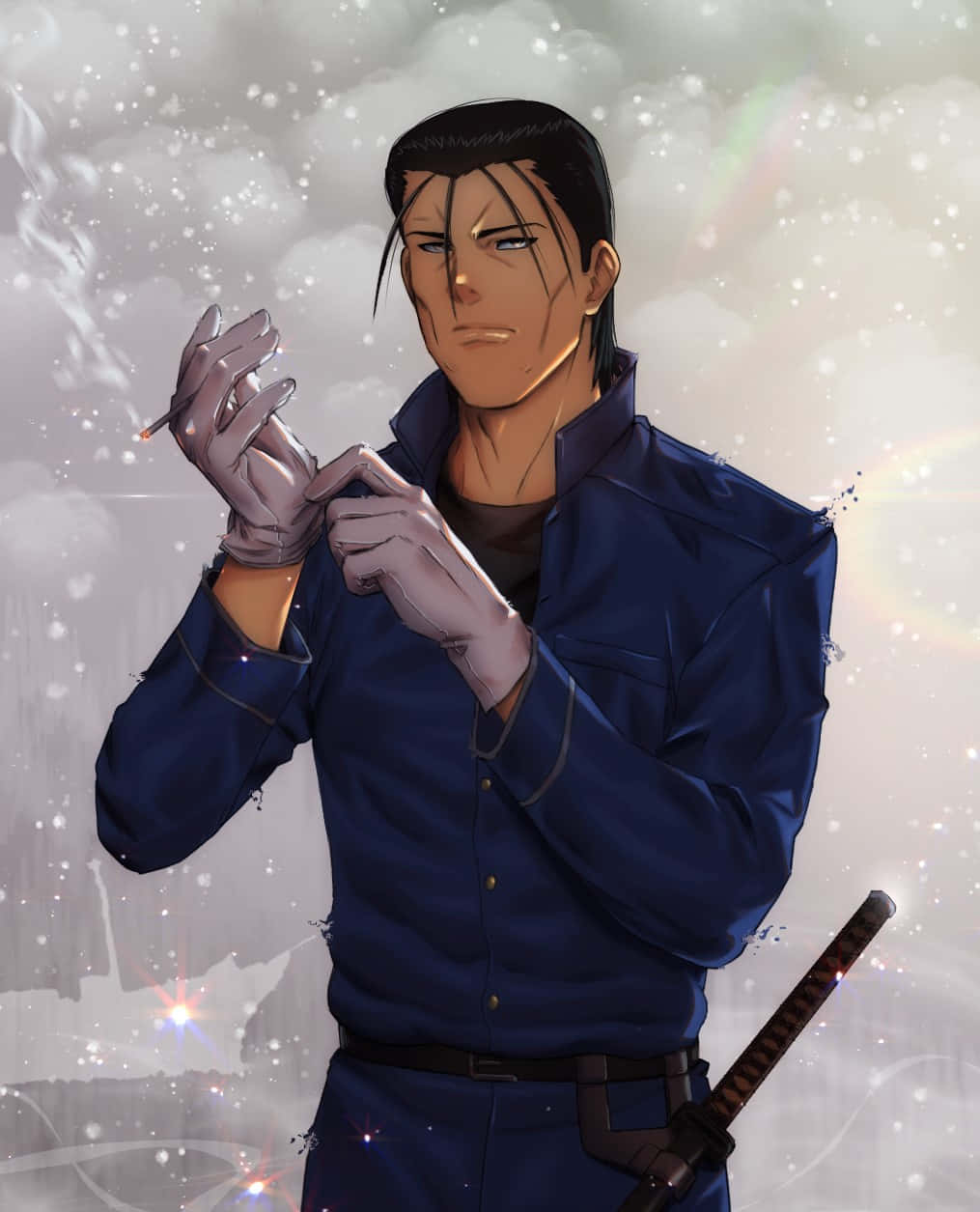Saito Hajime, Rurouni Kenshin, blue uniform, SD Phone Wallpaper
