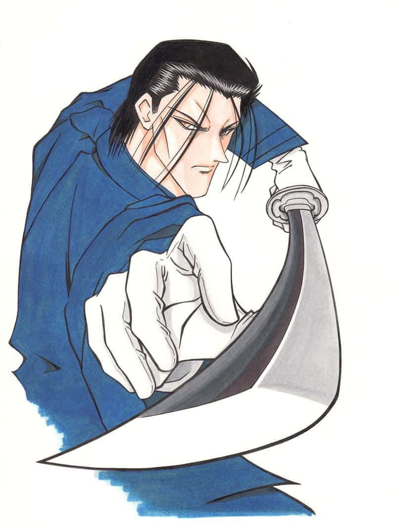 Rurouni Kenshin, Saito Hajime, signature stance, SD Phone Wallpaper