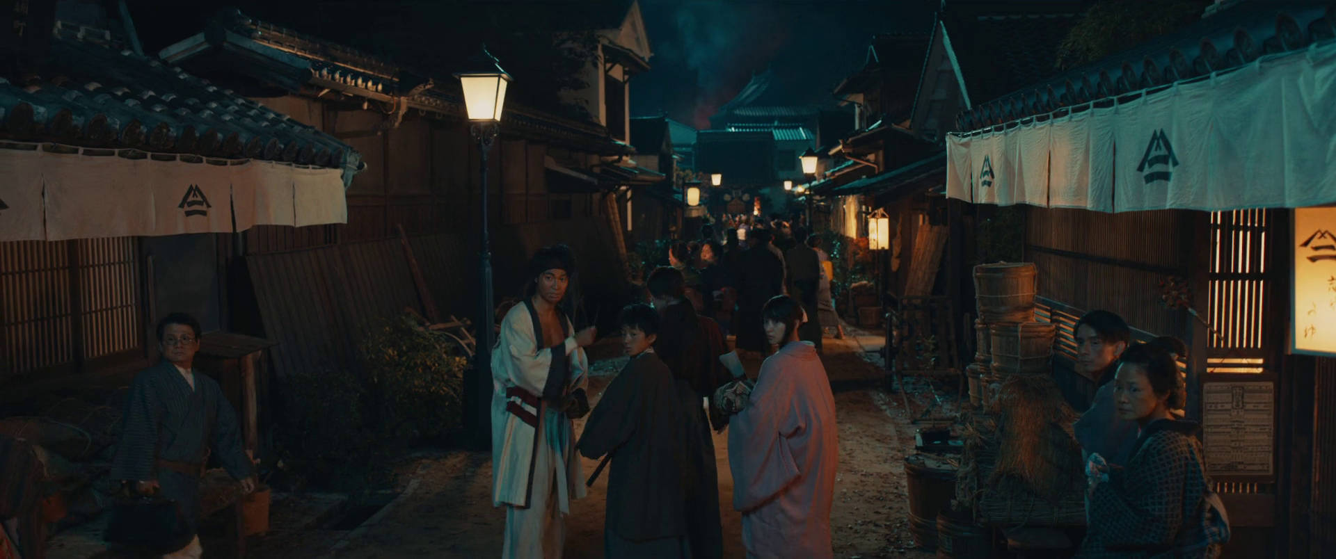 Rurouni Kenshin, main characters, lantern-lit alleyway, Full HD Desktop Wallpaper