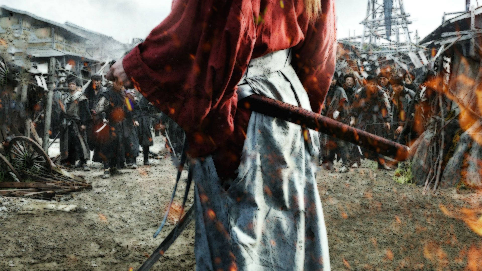 Rurouni Kenshin, samurai warrior, red and gray robes, Full HD Desktop Wallpaper