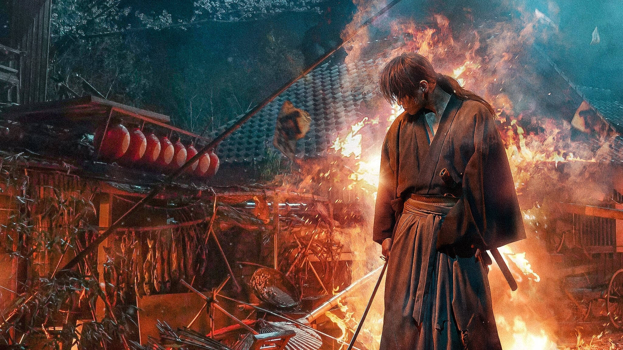 Rurouni Kenshin, blazing house, samurai, Full HD Desktop Wallpaper