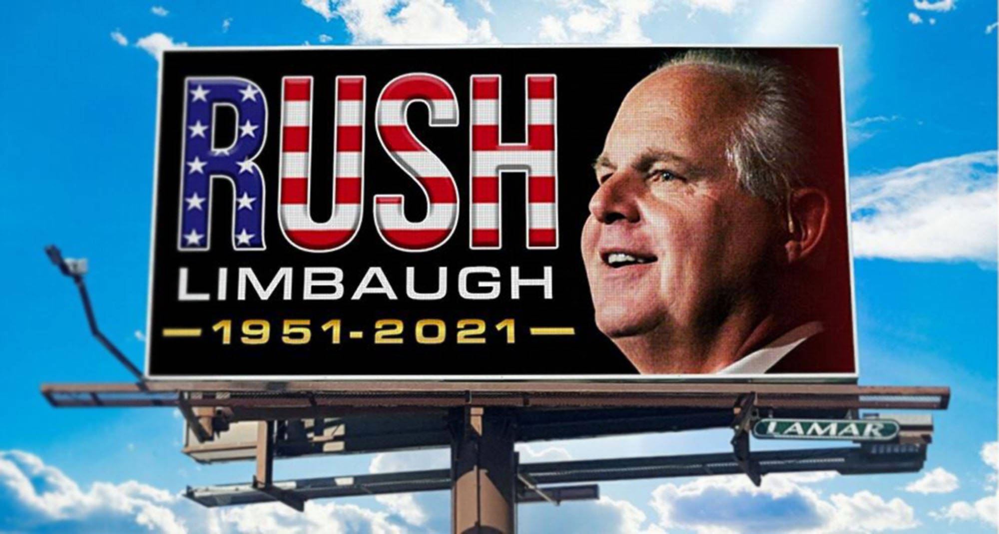 Rush Limbaugh, billboard, American flag colors, Full HD Desktop Wallpaper