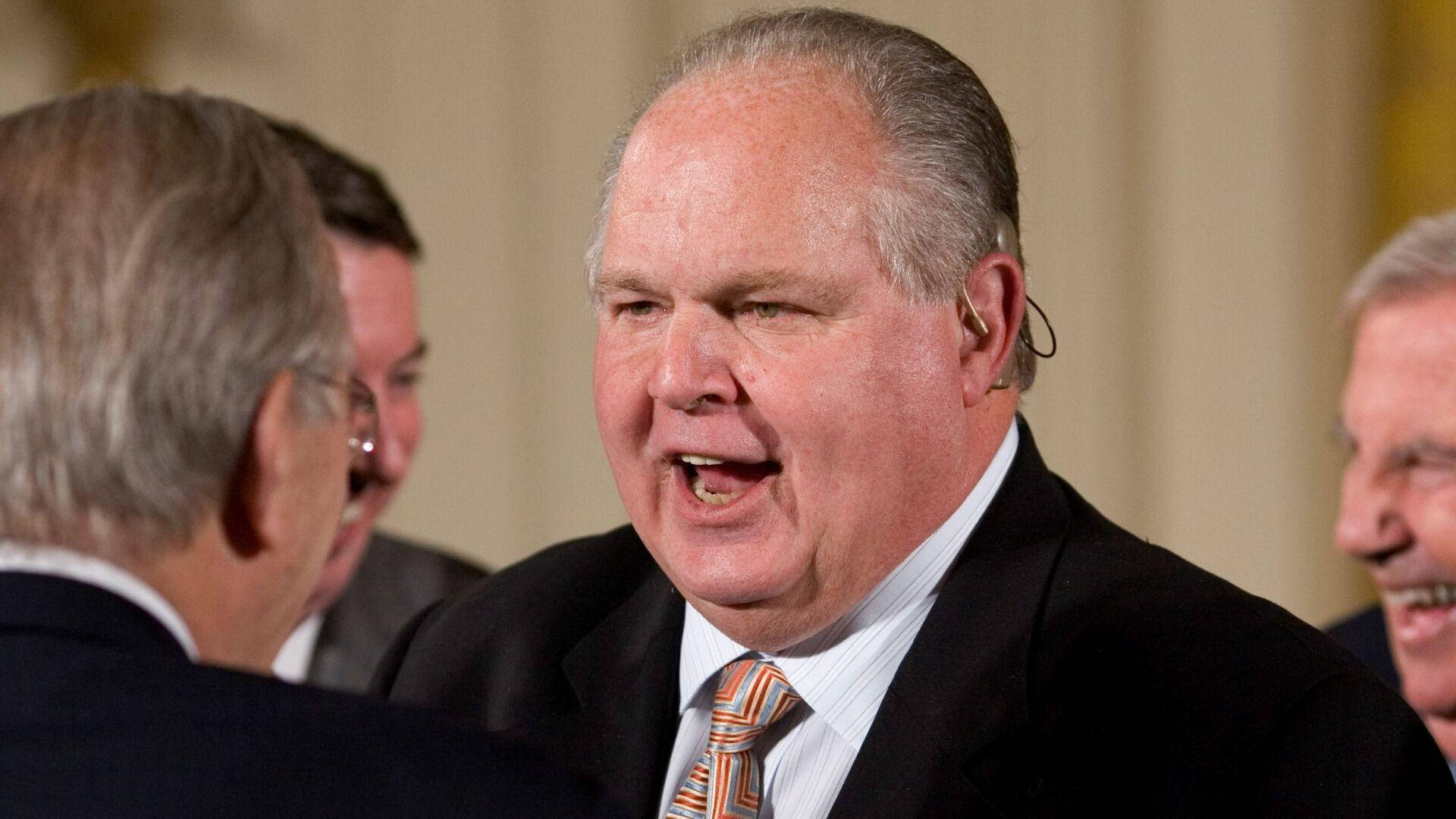 Rush Limbaugh, suit and tie, smiling, Full HD Desktop Wallpaper