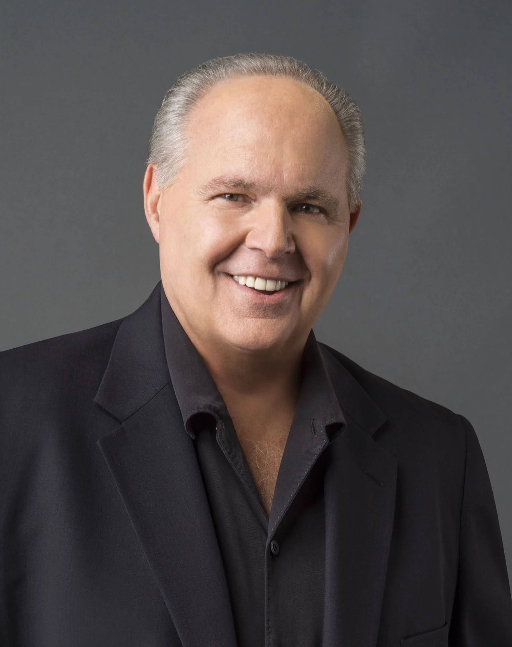 Rush Limbaugh, gray background, dark suit, Full HD Phone Wallpaper