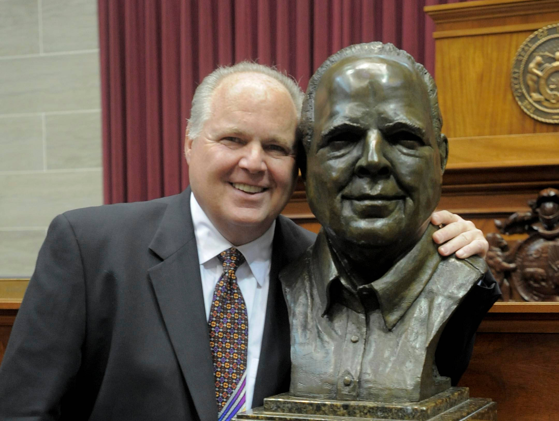 Rush Limbaugh, bronze bust, suit, Full HD Desktop Wallpaper