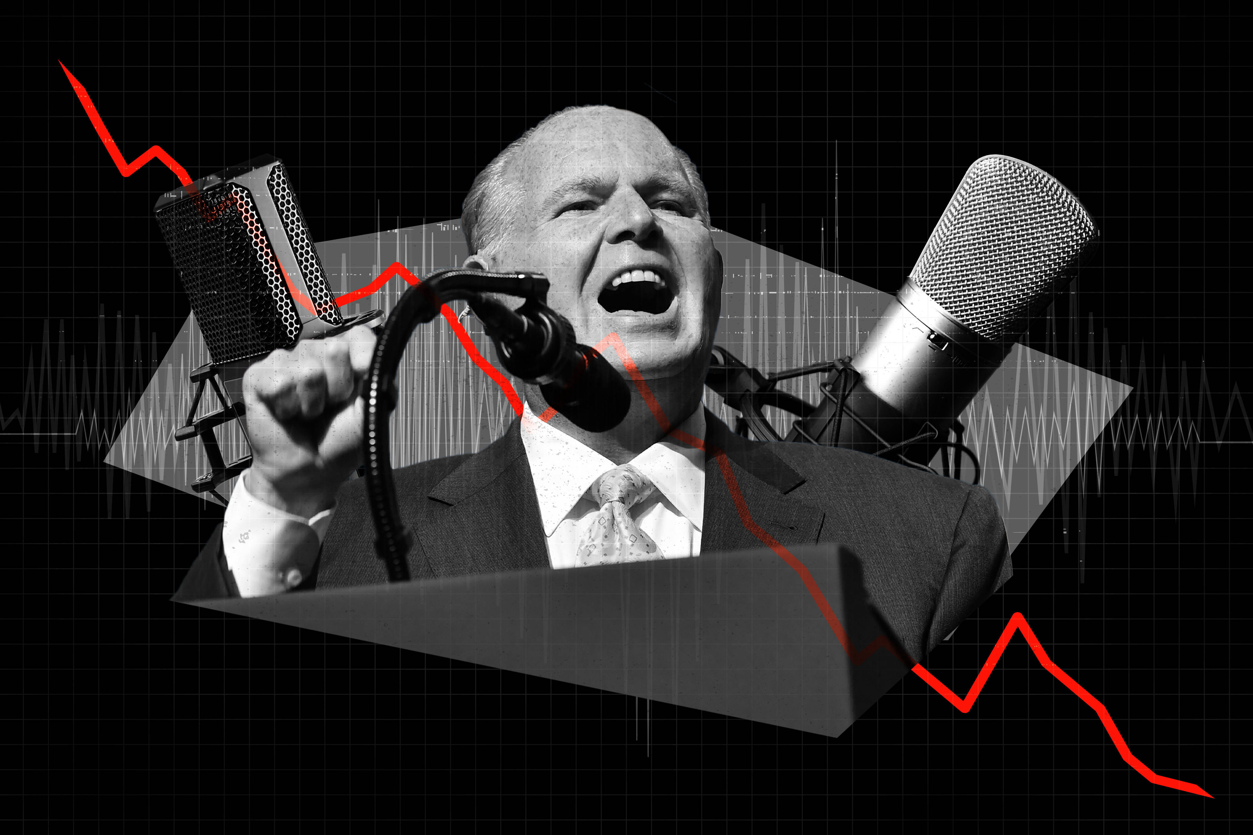 Rush Limbaugh, suit, microphones, 4K Desktop Wallpaper
