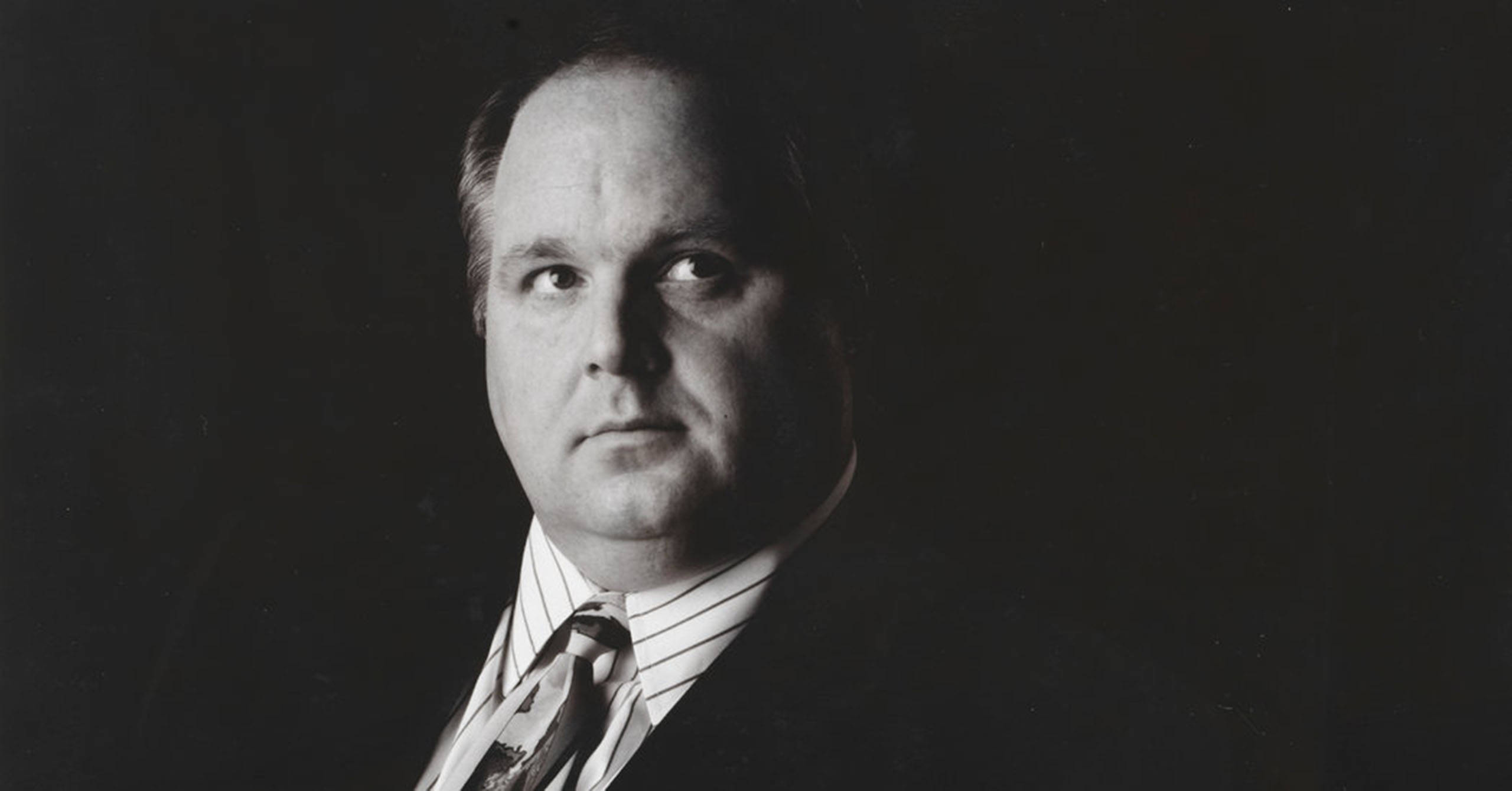 Rush Limbaugh, monochrome illustration, black and white portrait, 2K Desktop Wallpaper