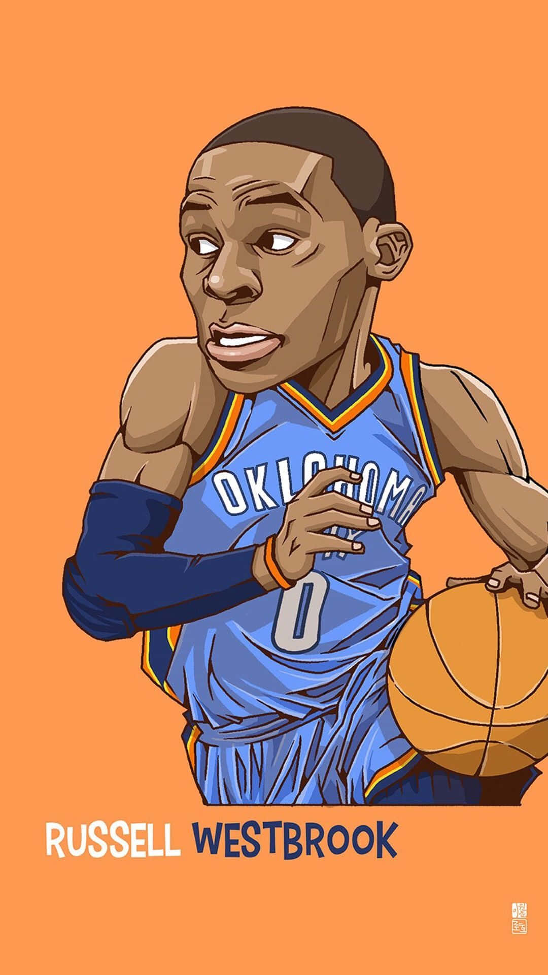 Russell Westbrook, blue Oklahoma jersey, basketball, Full HD Phone Wallpaper