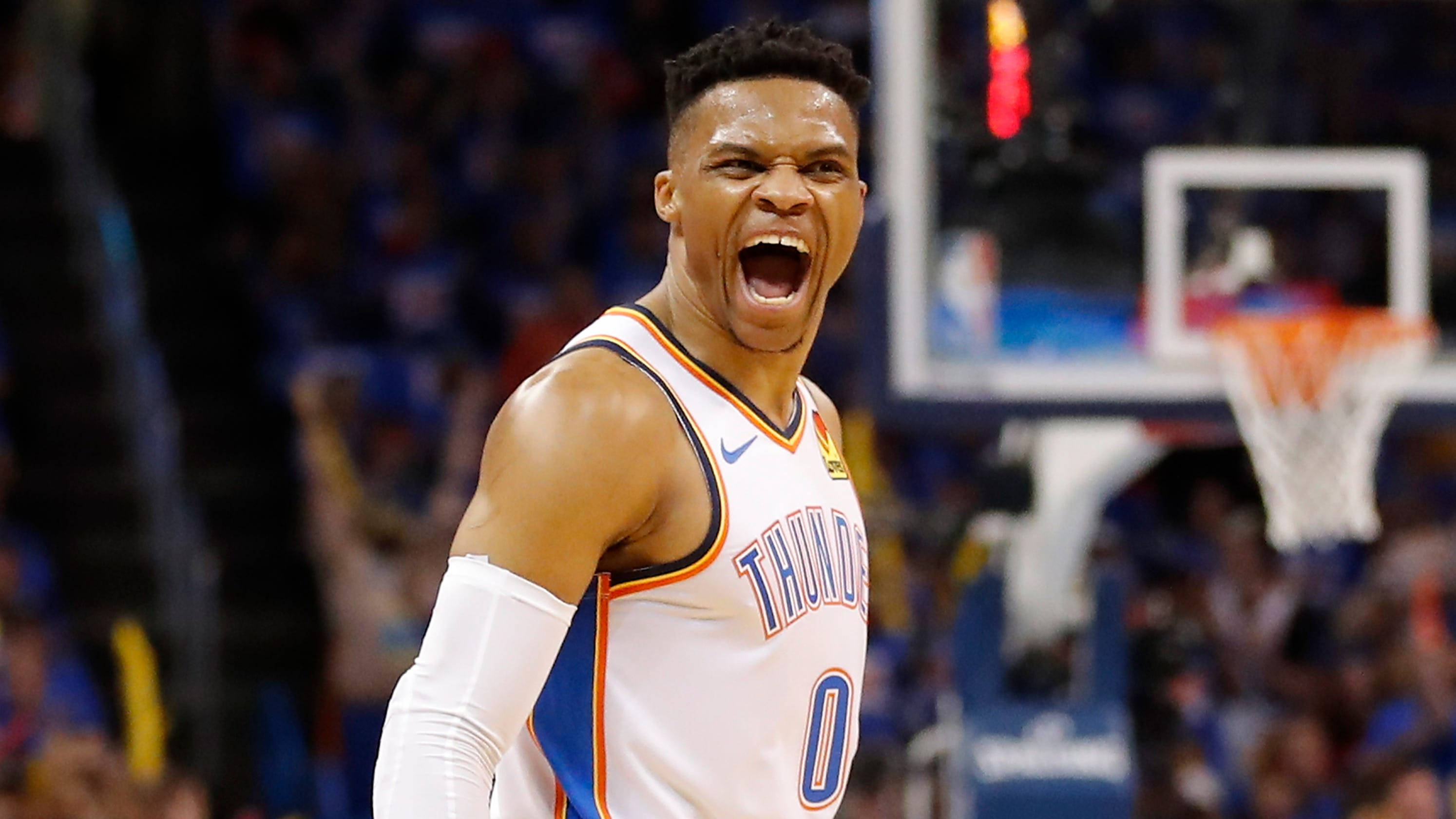 Russell Westbrook, Thunder jersey, basketball player, 2K Desktop Wallpaper