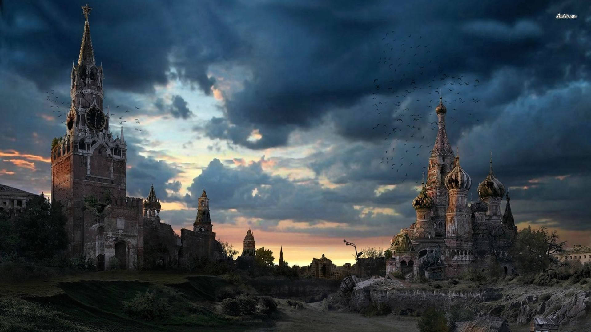 Russia, twilight sky, ancient Russian cathedrals, Full HD Desktop Wallpaper