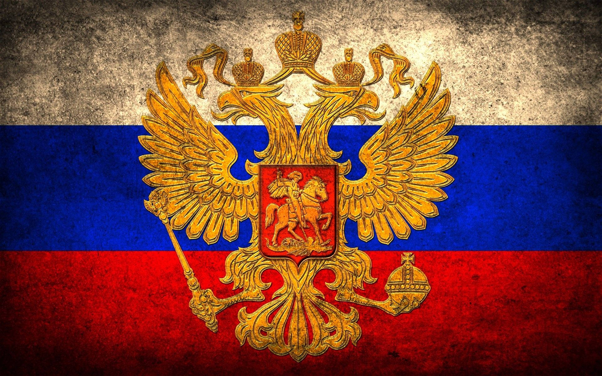 Russia, gold symbol, double-headed eagle, Full HD Desktop Wallpaper
