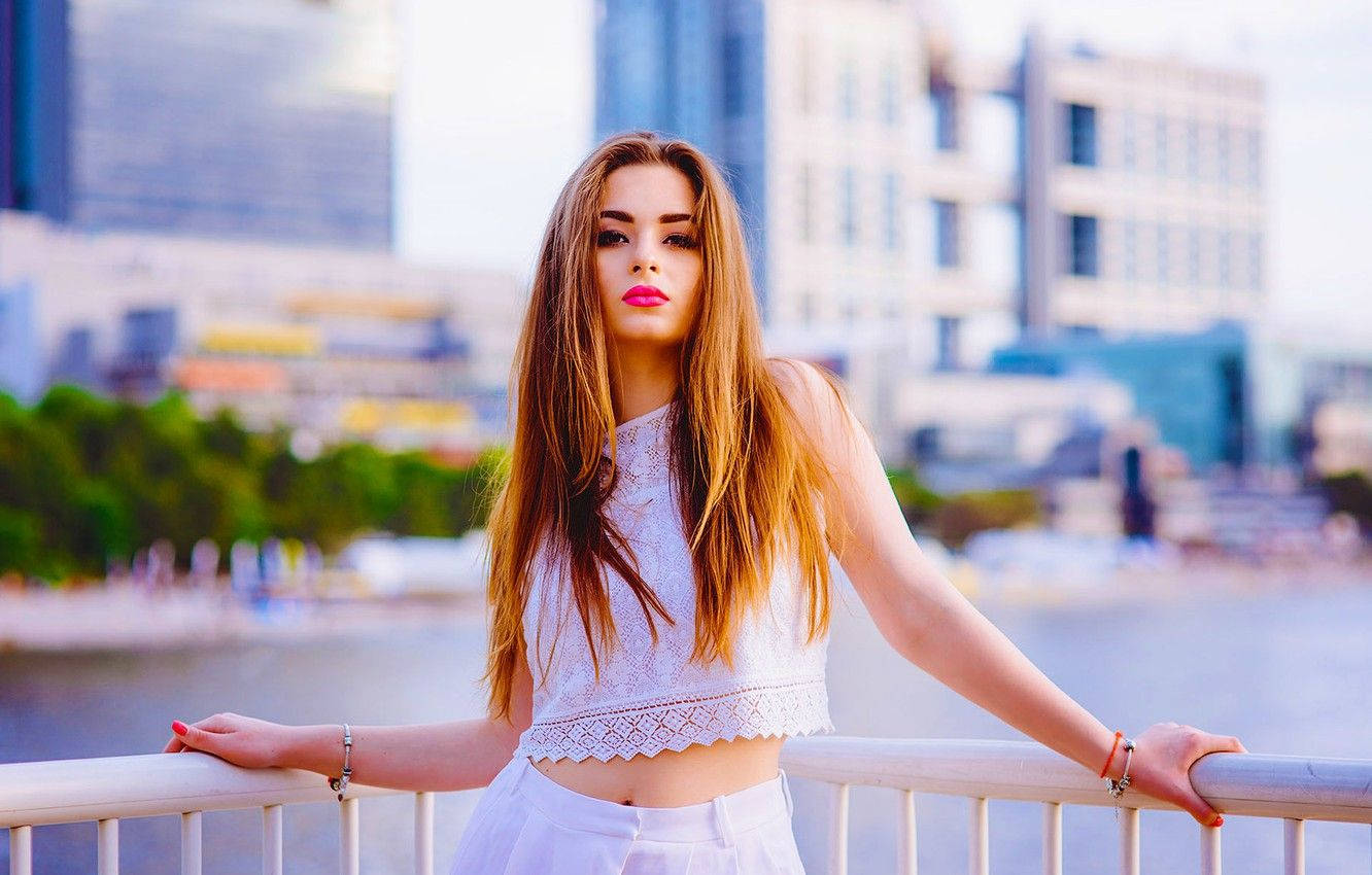 Russian Girl, white lace top, pants, HD Desktop Wallpaper