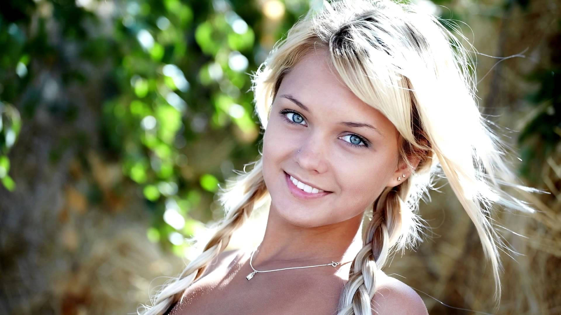 Russian Girl, pigtails, blonde, Full HD Desktop Wallpaper