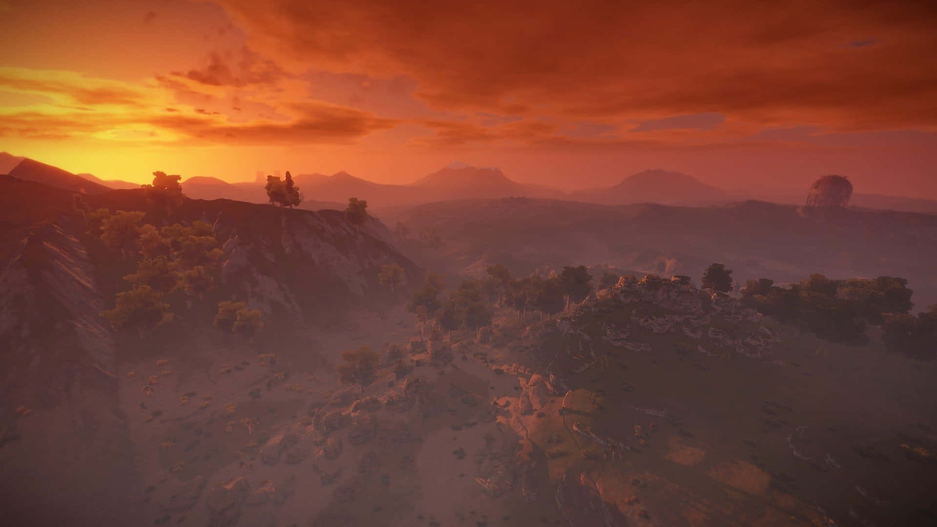 Rust Game, sunset, mountain scene, Full HD Desktop Wallpaper