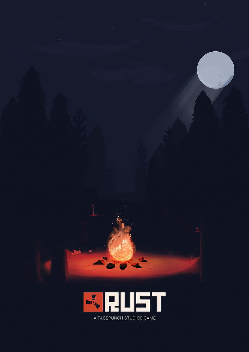 Rust Game, campfire, dark forest, SD Phone Wallpaper