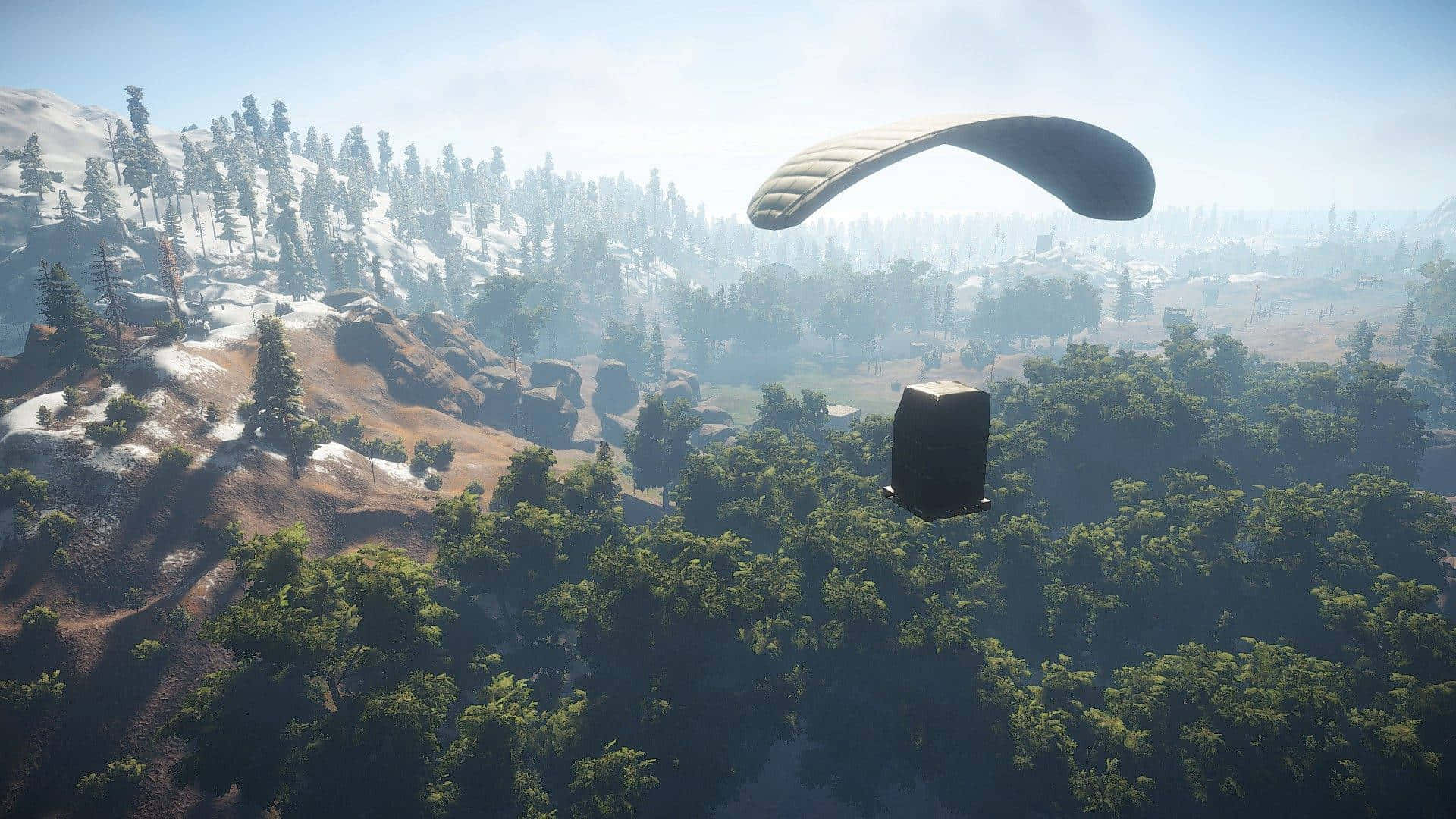 Rust Game, parachute, forest, Full HD Desktop Wallpaper
